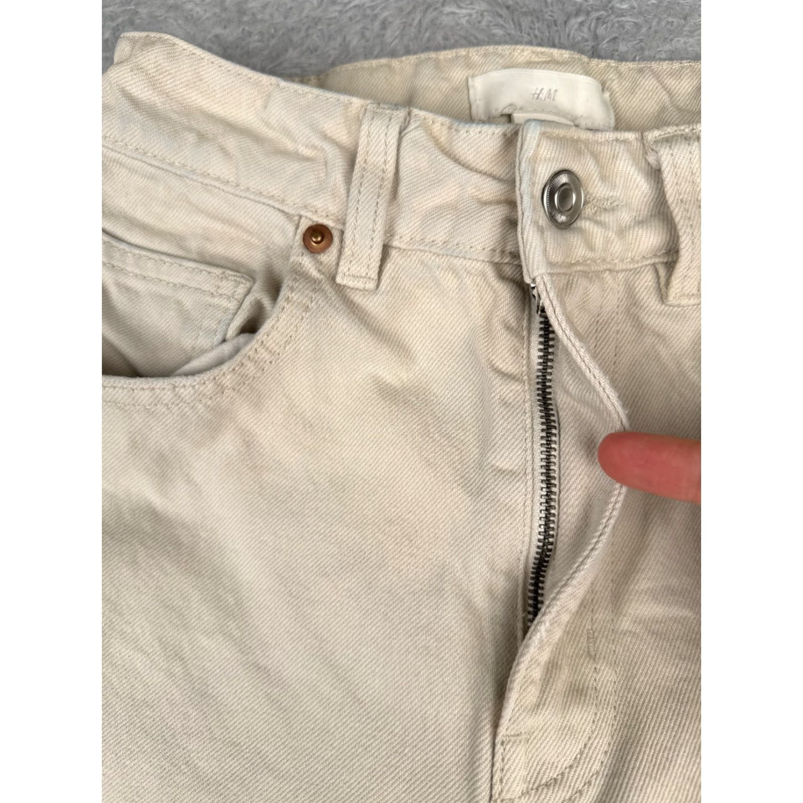 H&M H&M Jeans Womens 4 Beige Denim Wide Leg High Rise 100% Cotton Casual Vintage No Size 27" / US 4 / IT 40 - 5 Thumbnail