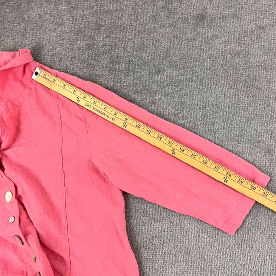 Vintage Lulu-B Shirt Womens Large Pink Button Up Tunic Top 3/4 Sleeve Collared V-Neck Size L / US 10 / IT 46 - 6 Thumbnail