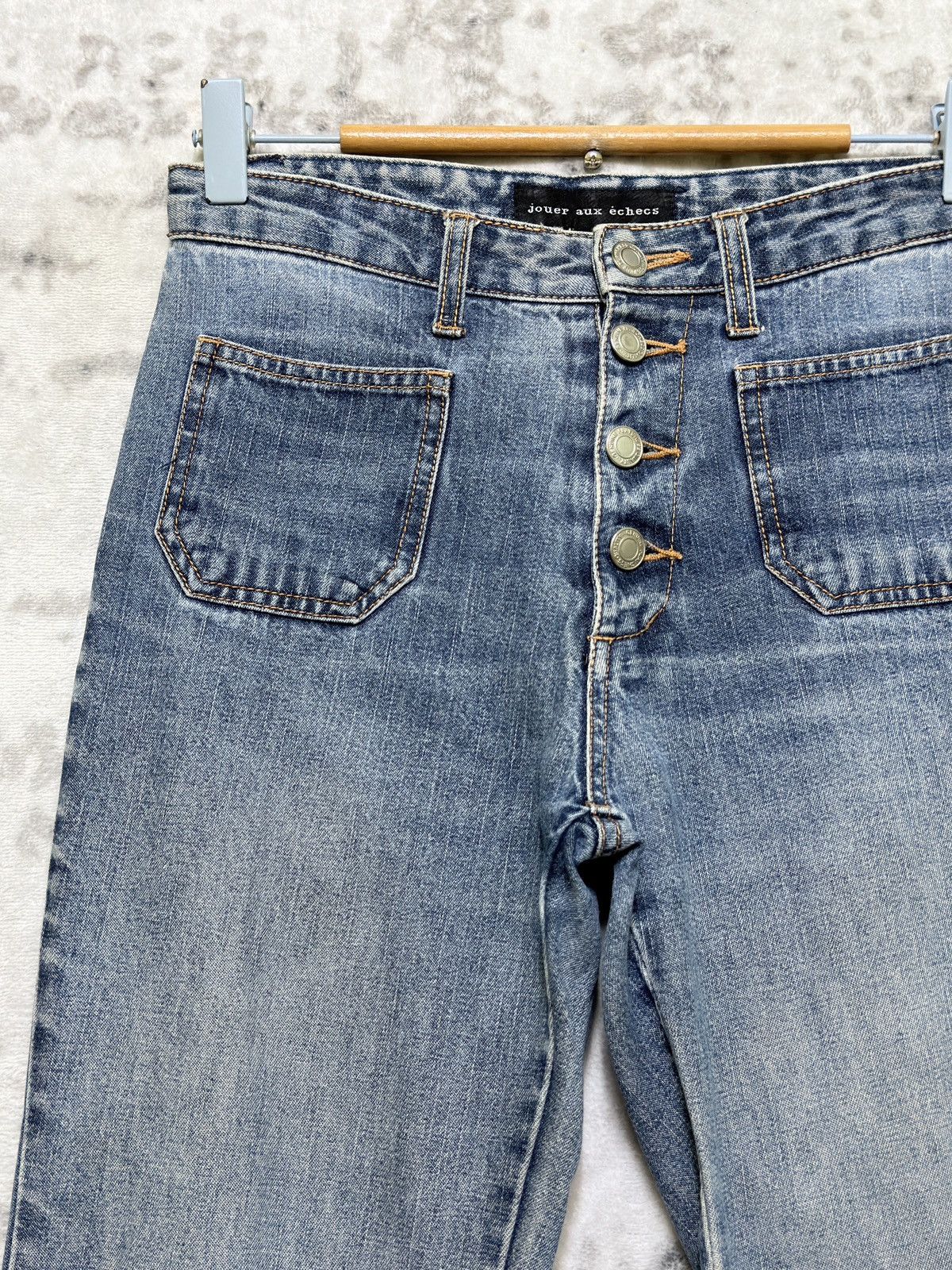 Japanese Brand Vintage Jouer Aux Échecs Y2K Distressed Bell Bottom Jeans Size US 26 / EU 42 - 5 Thumbnail