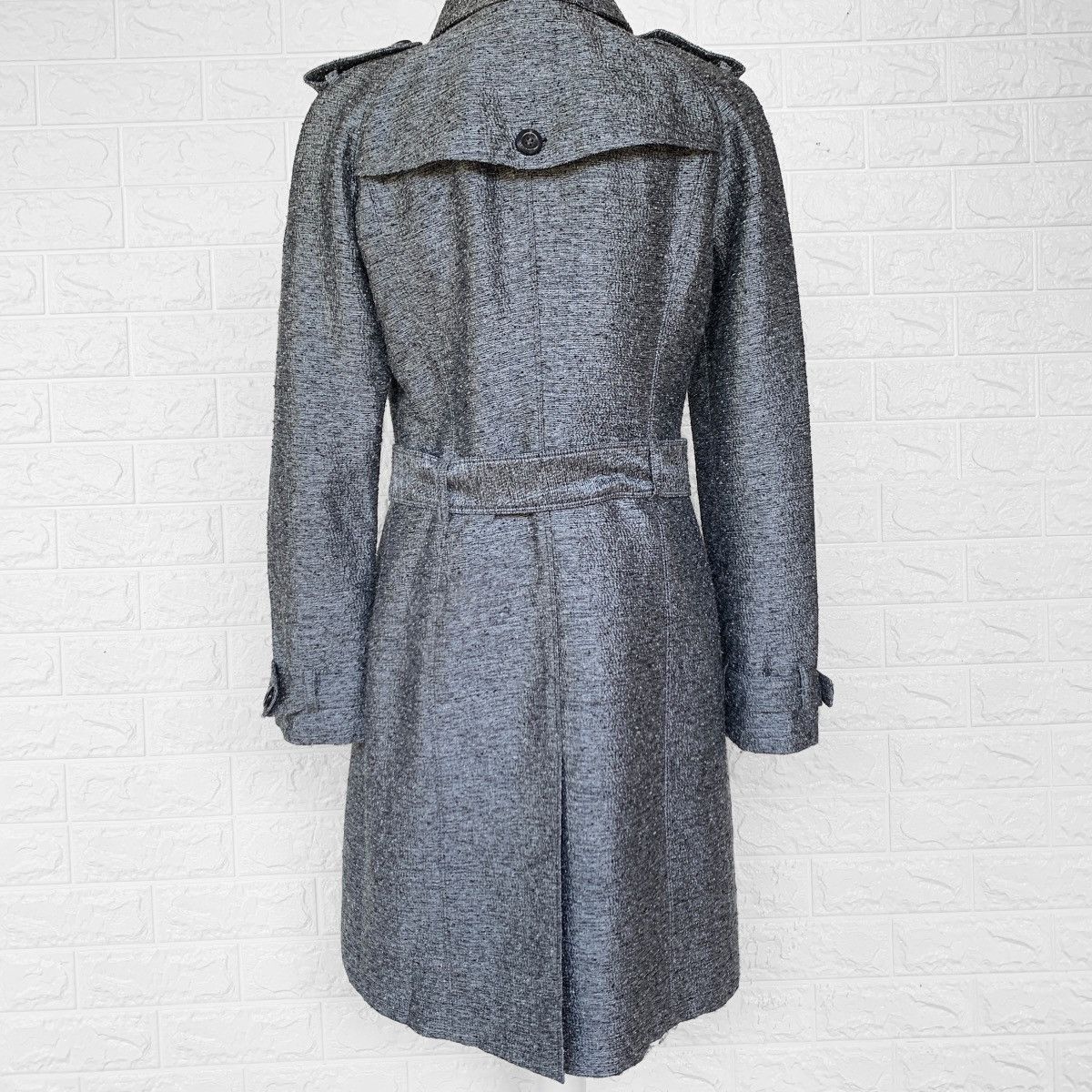 Burberry Burberry Mettalic Jacquard Wool Trench Coat Jacket Silver Size US S / EU 44-46 / 1 - 3 Thumbnail