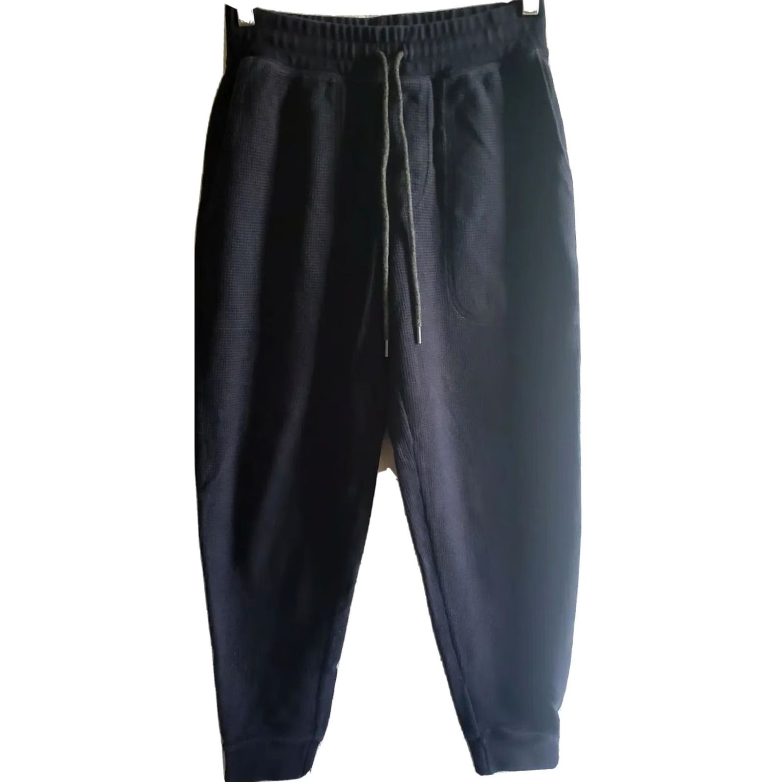 Lands' End Lands' End Waffle Knit Jogger Pants Men's S BLACK Casual Comfort Drawstring Pockets Tapered Size US 29 - 2 Thumbnail