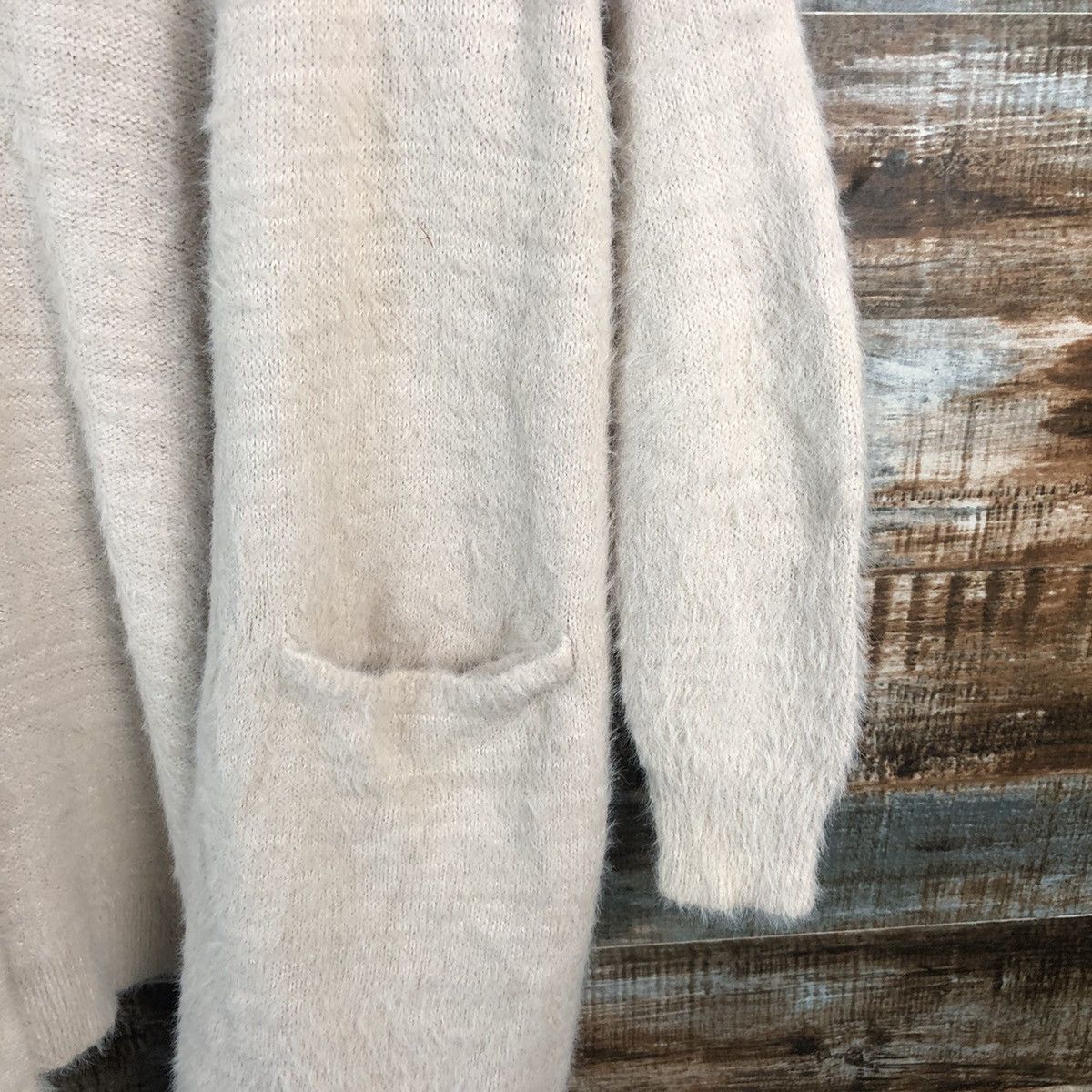 Aran Isles Knitwear Ingni Brown Cardigan mohair fur shaggy Knitwear #A1320 Size M / US 6-8 / IT 42-44 - 8 Thumbnail
