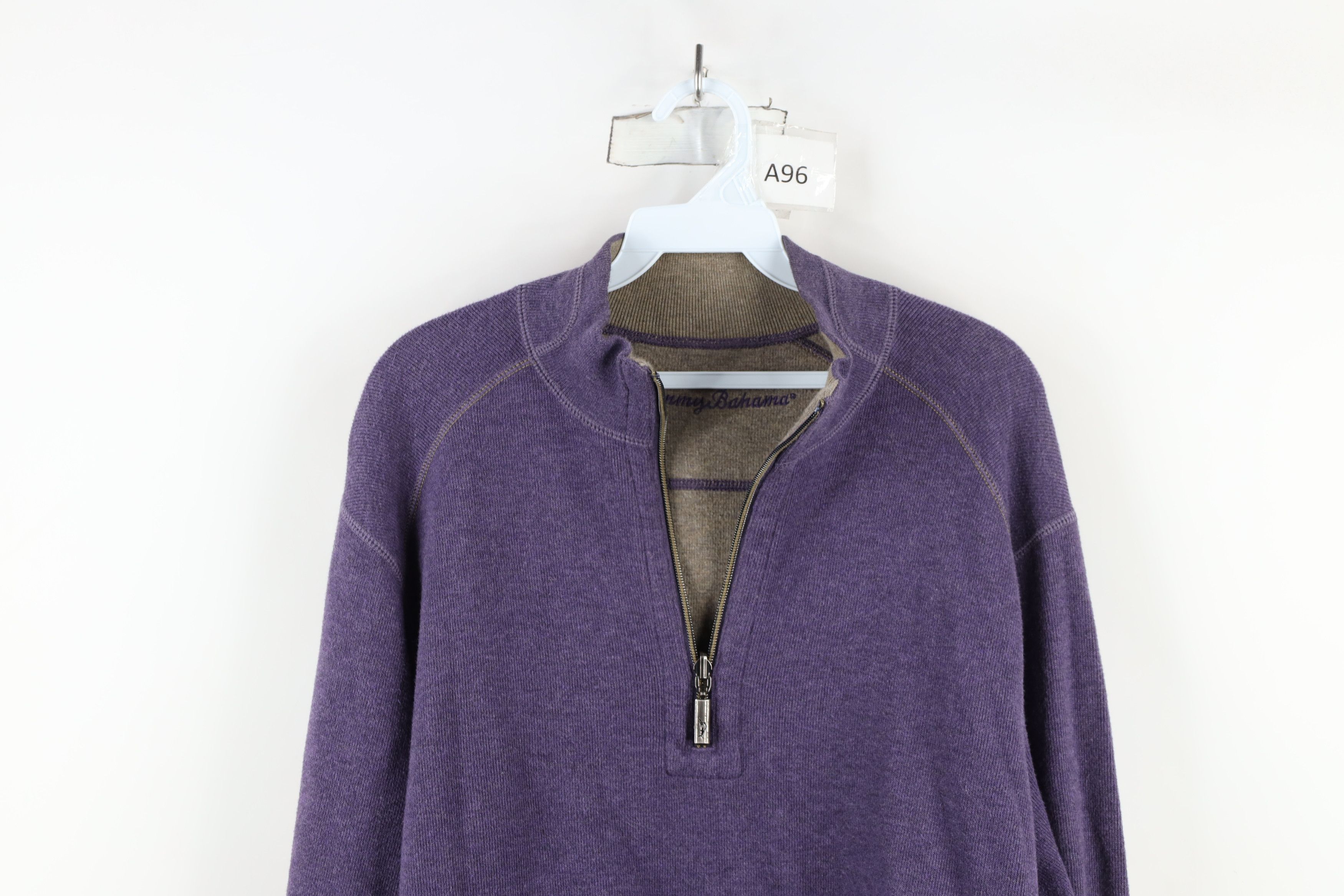 Tommy Bahama × Vintage Vintage Tommy Bahama Reversible Ribbed Knit Half Zip Sweater Size US L / EU 52-54 / 3 - 12 Thumbnail