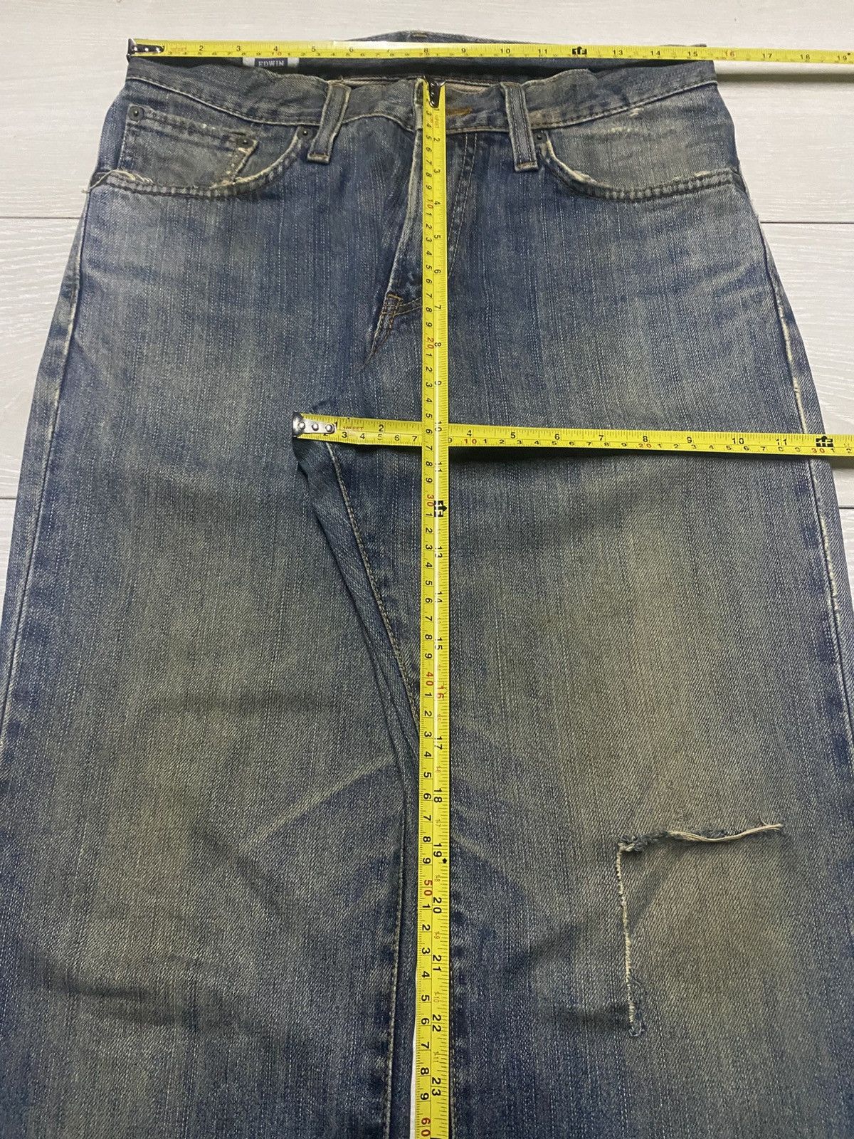 Japanese Brand Vintage Edwin International Basic Mud Wash Distressed Jeans Size US 31 - 15 Thumbnail