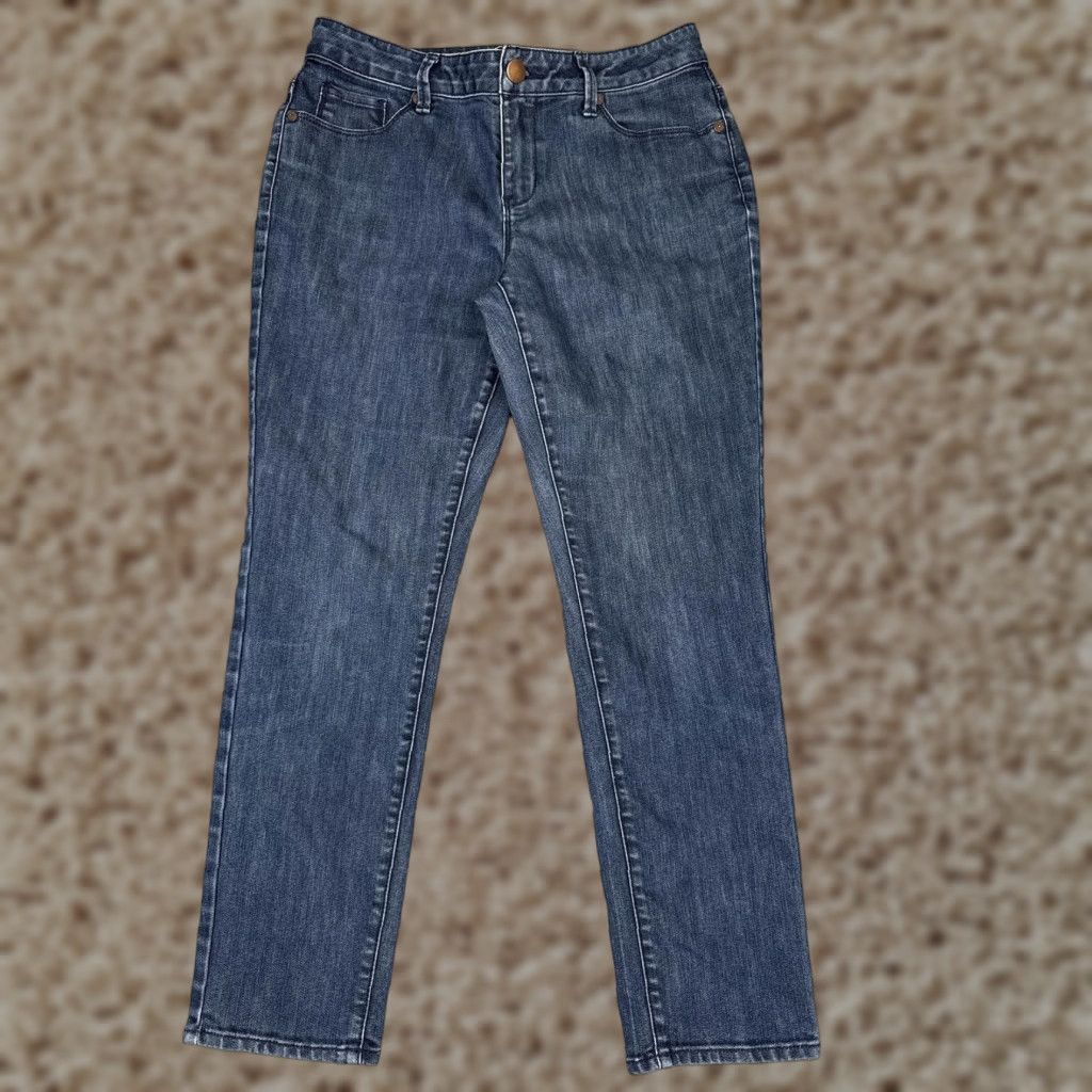 Coldwater Creek Coldwater Creek Jeans Womens Petite 8 Blue Denim Straight Leg Mid Rise Stretch Jeans Size 30" / US 8 / IT 44 - 1 Thumbnail