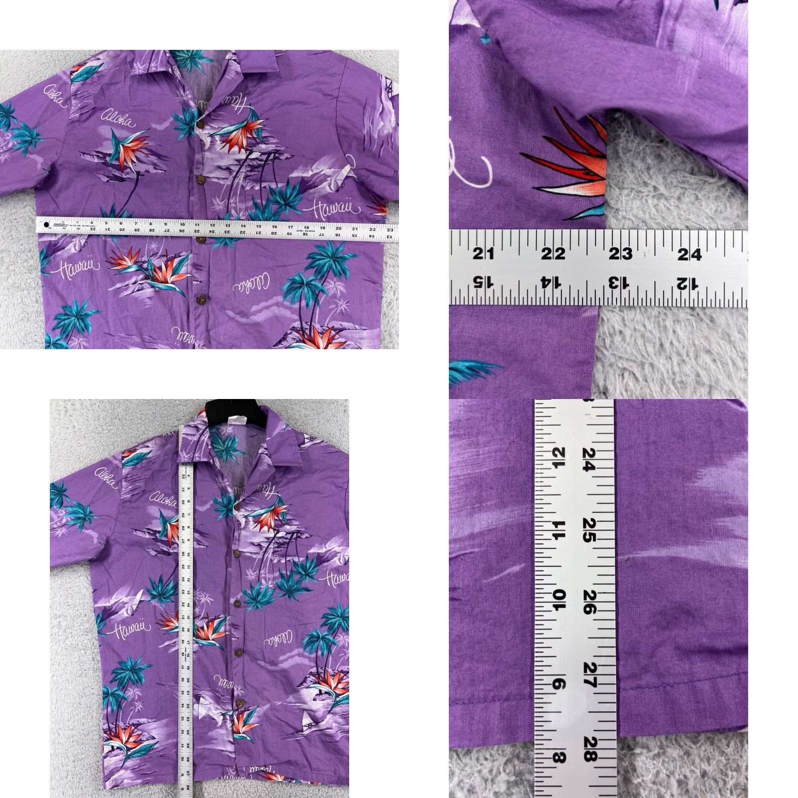Vintage Pacific Local Button-Up Shirt Adult Large Purple Palm Bird Paradise Hawaiian Size US L / EU 52-54 / 3 - 8 Thumbnail