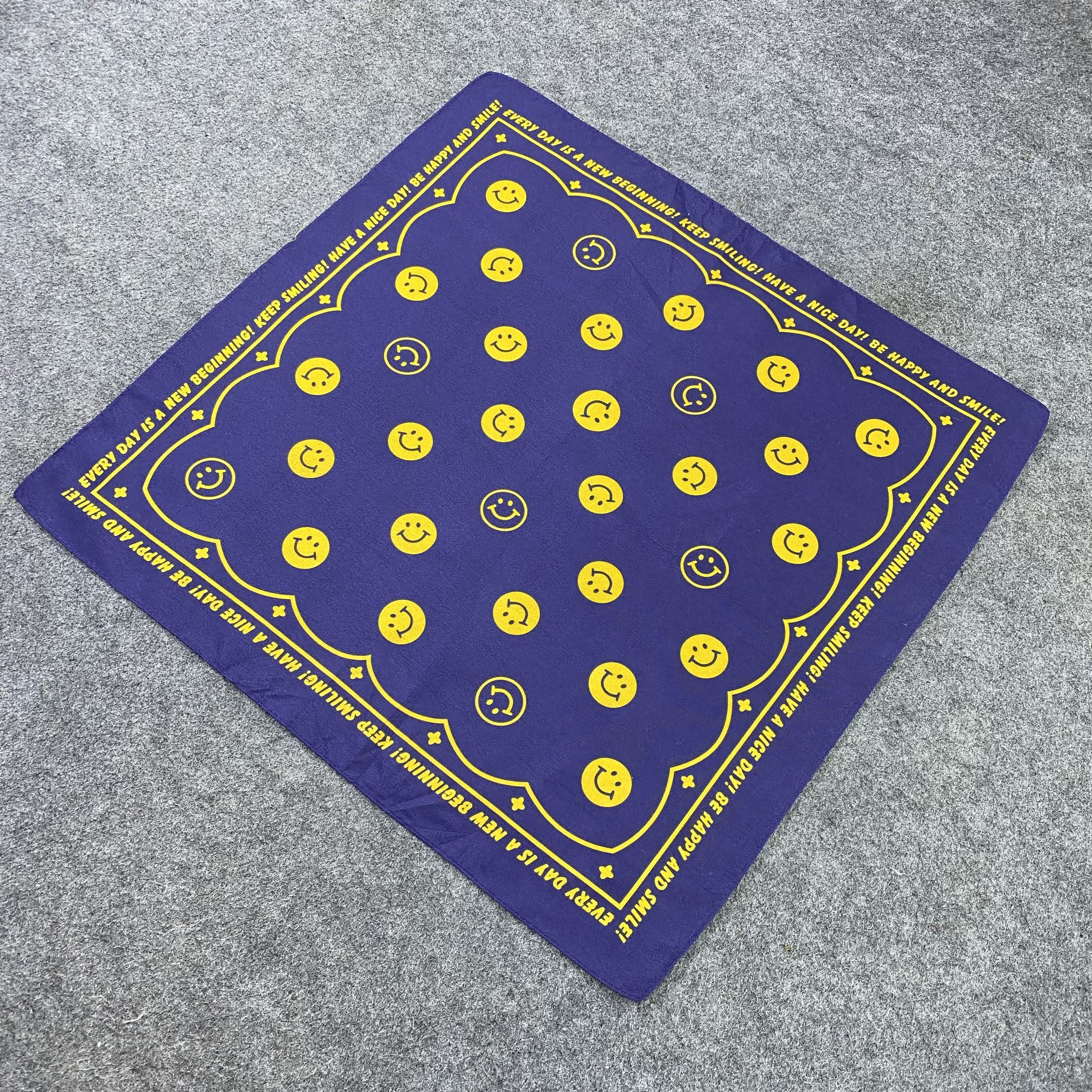 Japanese Brand Smile Face Monogram Handkerchief /Bandana /Neckerchief-B1392 Size ONE SIZE - 4 Thumbnail