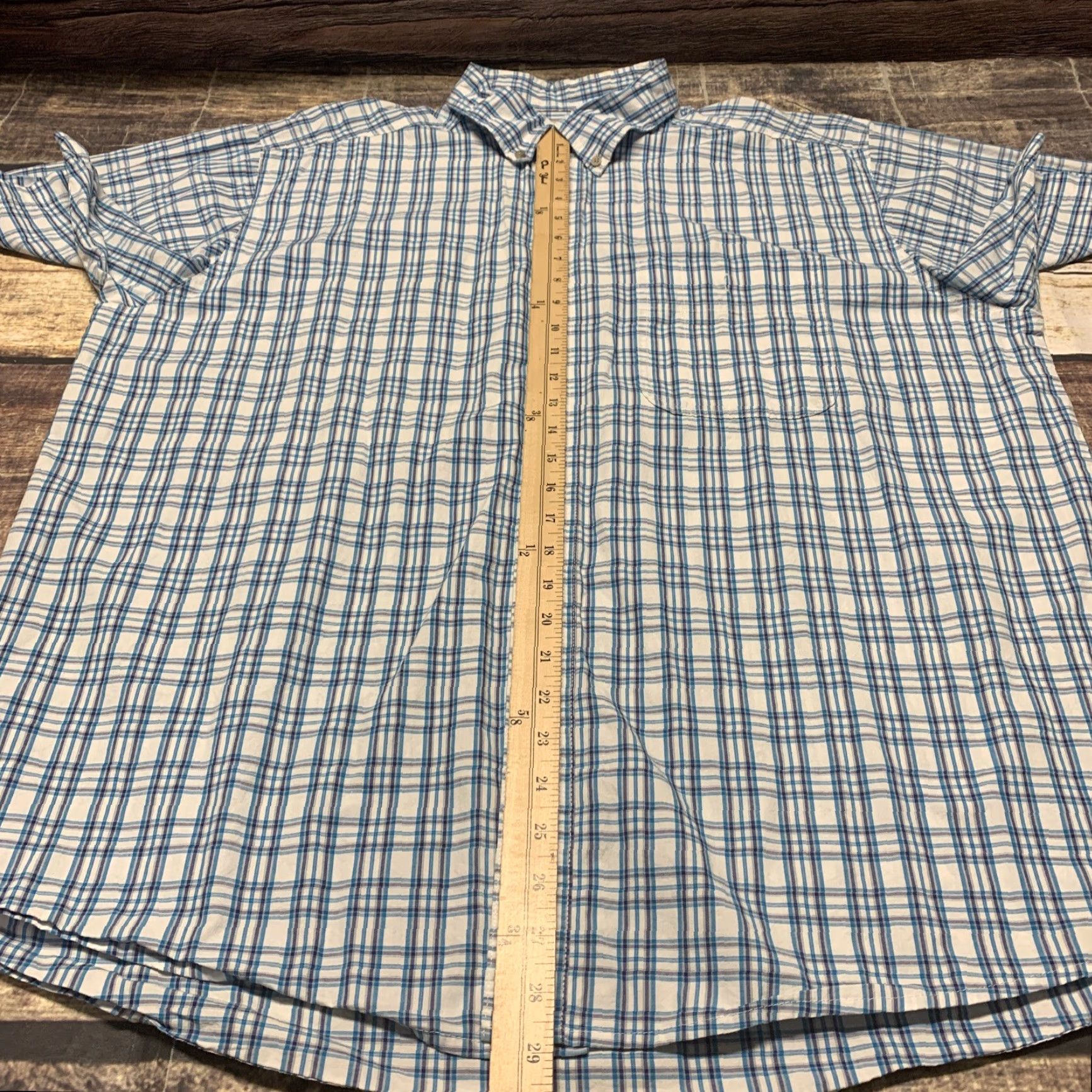 Wrangler Wrangler Western Shirt Short Sleeve Mens 2XL Blue White Plaid Button Down Size US XXL / EU 58 / 5 - 7 Thumbnail