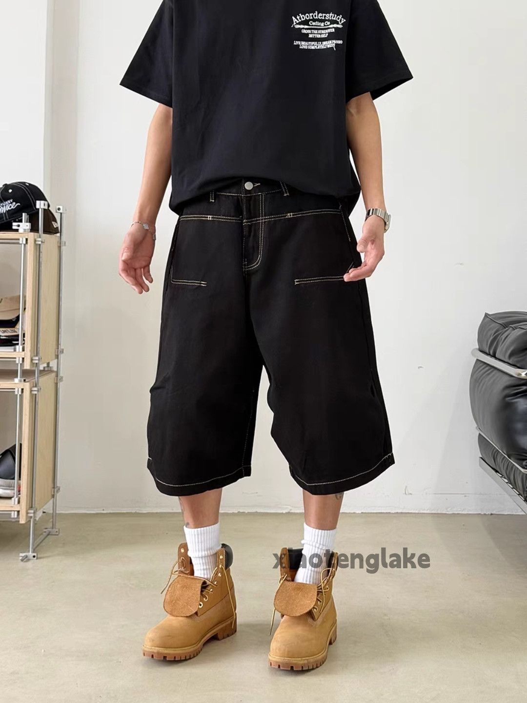 Designer Unisex utility punk yuppie loose baggy cargo shorts Size US 34 / EU 50 - 1 Thumbnail