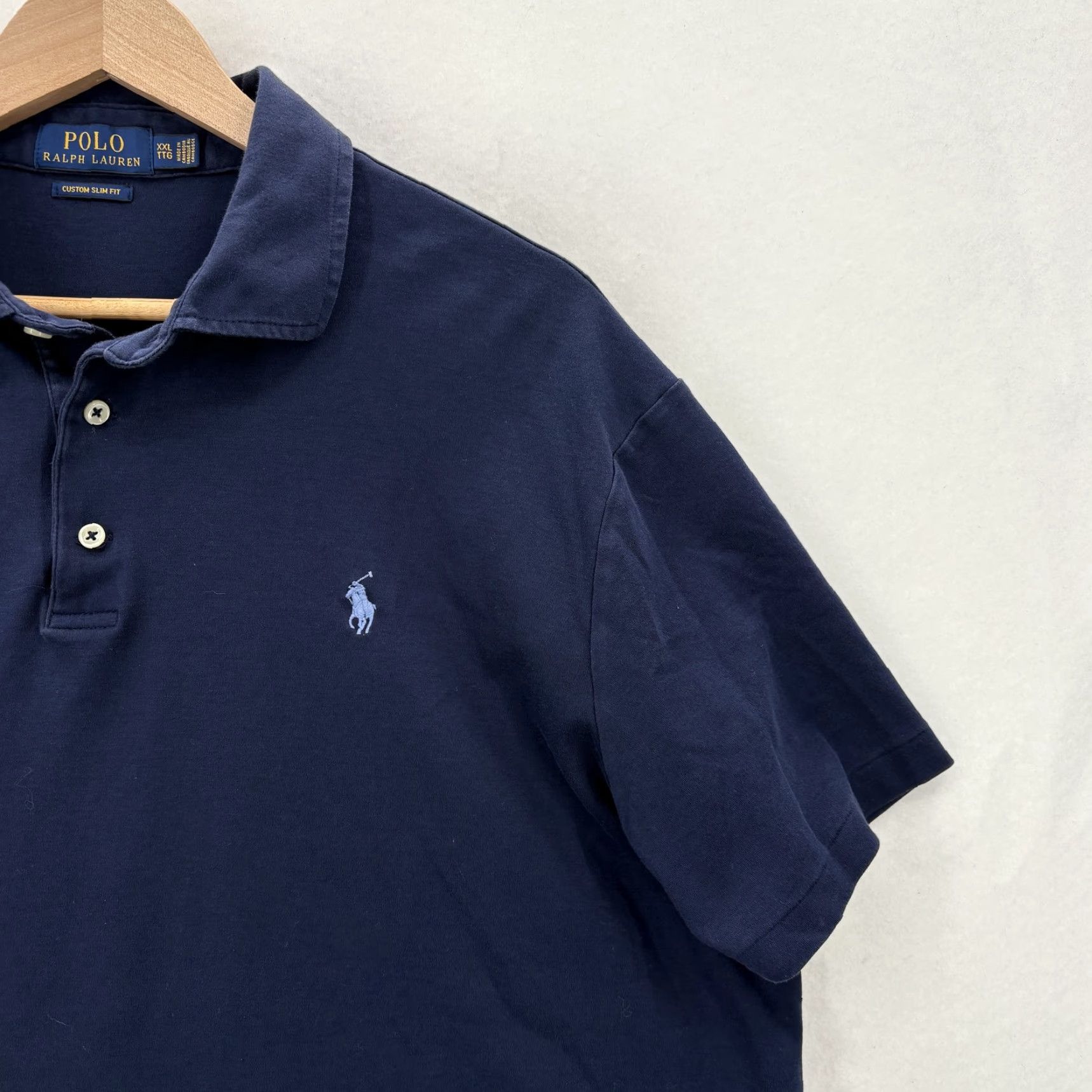 Polo Ralph Lauren Polo Ralph Lauren Polo Shirt 2XL Mens Blue Custom Slim Fit Cotton Pony Logo Size US XXL / EU 58 / 5 - 2 Thumbnail