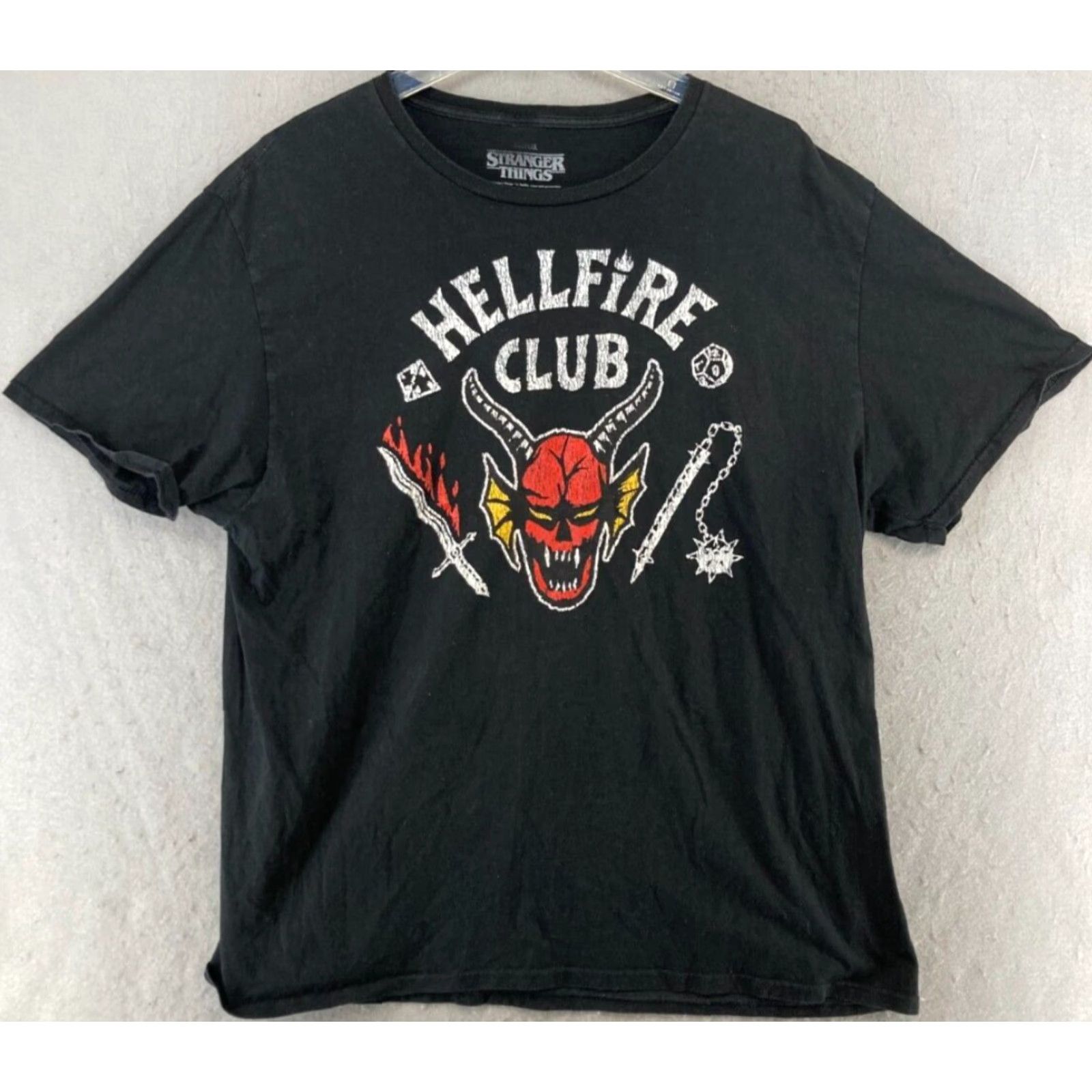 Vintage Stranger Things Mens TShirt XL Black Hellfire Club TV Shirt Mens XL Black Graphic Print Movie Retro Theme Stranger Things 100? Size US XL / EU 56 / 4 - 2 Thumbnail
