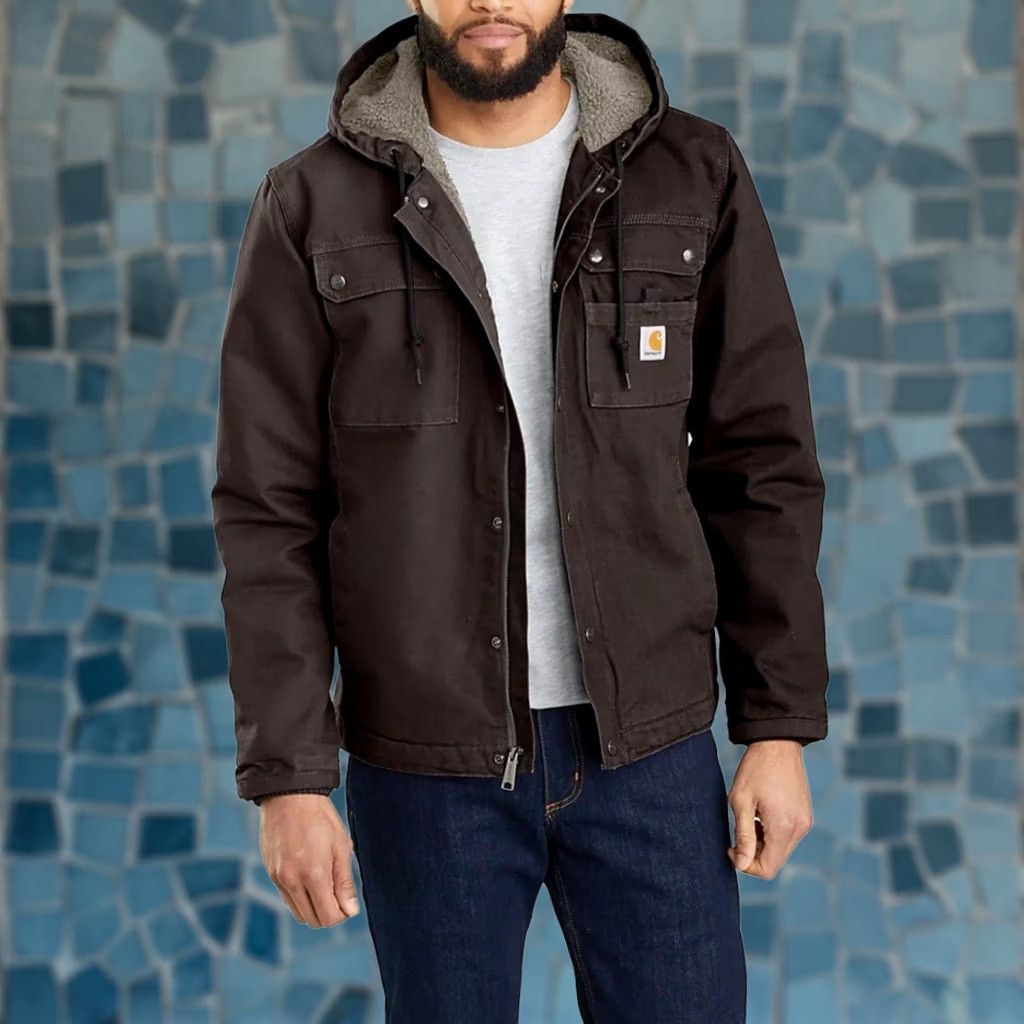 Carhartt VINTAGE Carhartt Sherpa-Lined Utility Jacket Relaxed Fit Washed Duck Dark Brown Men 2XL Size US XXL / EU 58 / 5 - 1 Thumbnail