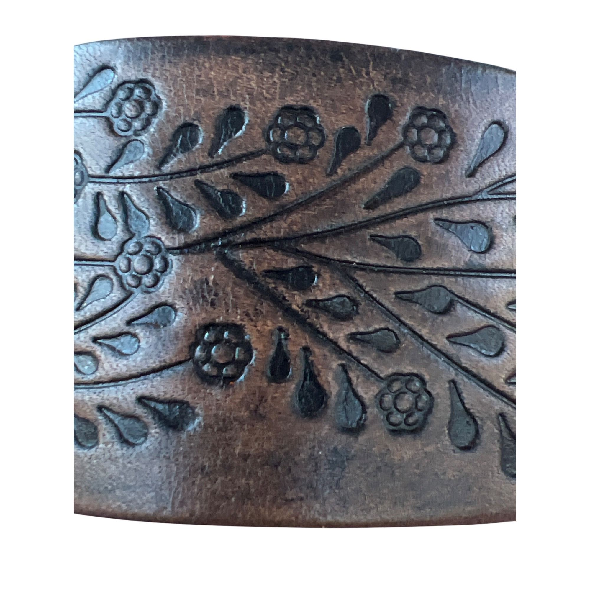 Other Faux Leather Tooled Cuff Bracelet Floral Leaves 3 Sizes 7.5" Size ONE SIZE - 2 Thumbnail
