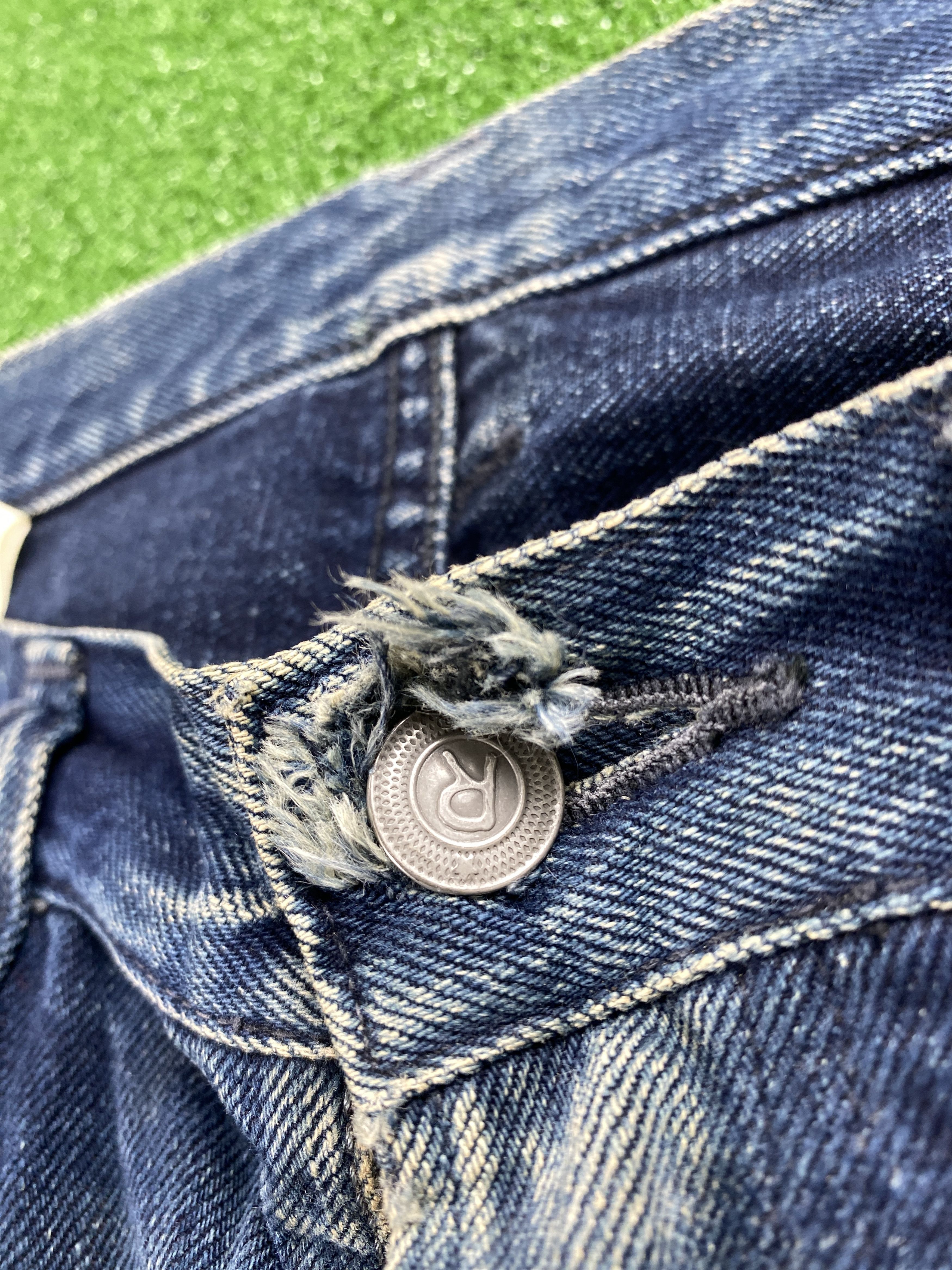 Vintage 💢 Selvedge Vintage R Faded Blue Jeans CP0079 Size US 33 - 3 Thumbnail