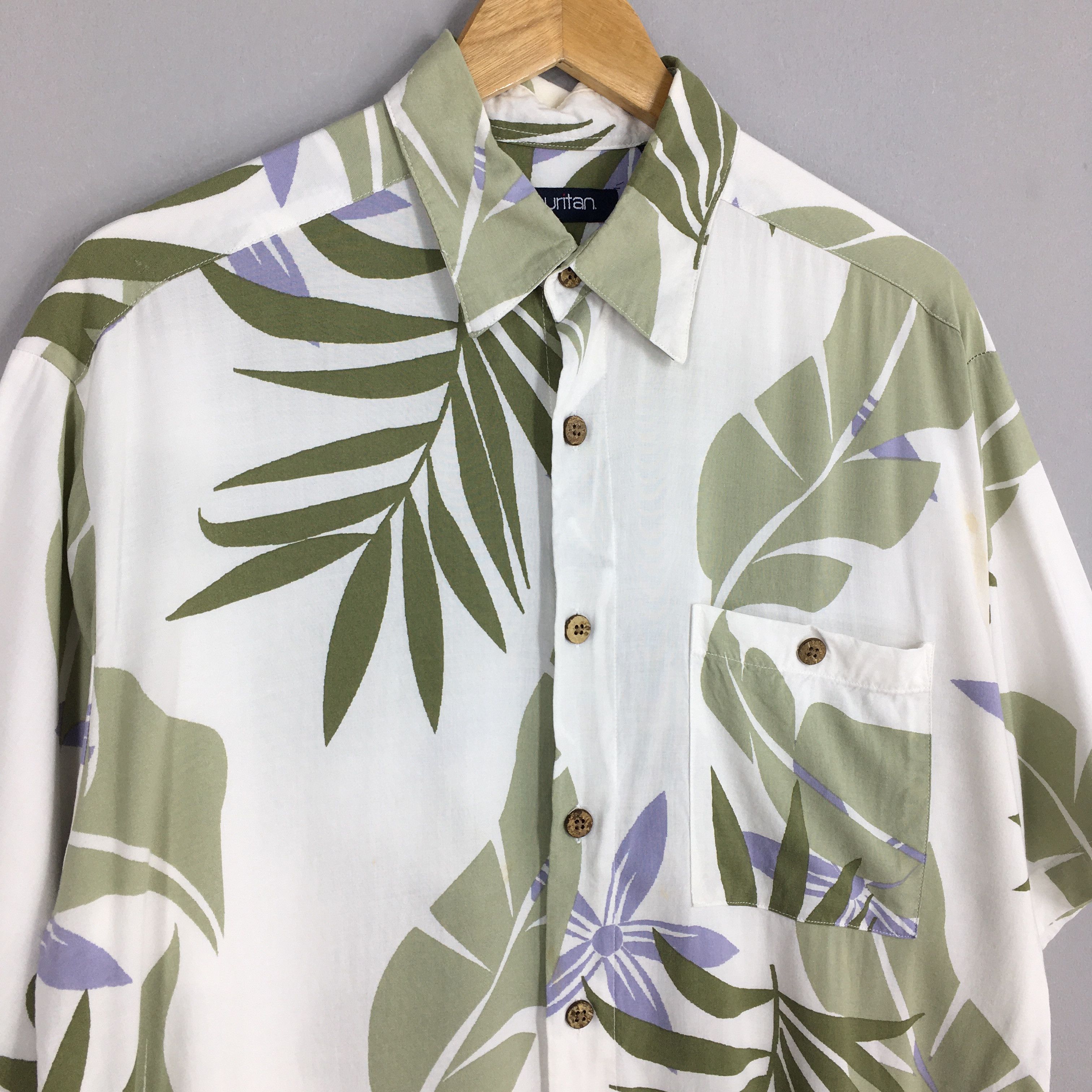 Vintage Vintage 90s Puritan Leaves Hawaii Aloha Rayon Shirts Medium Size US M / EU 48-50 / 2 - 3 Thumbnail