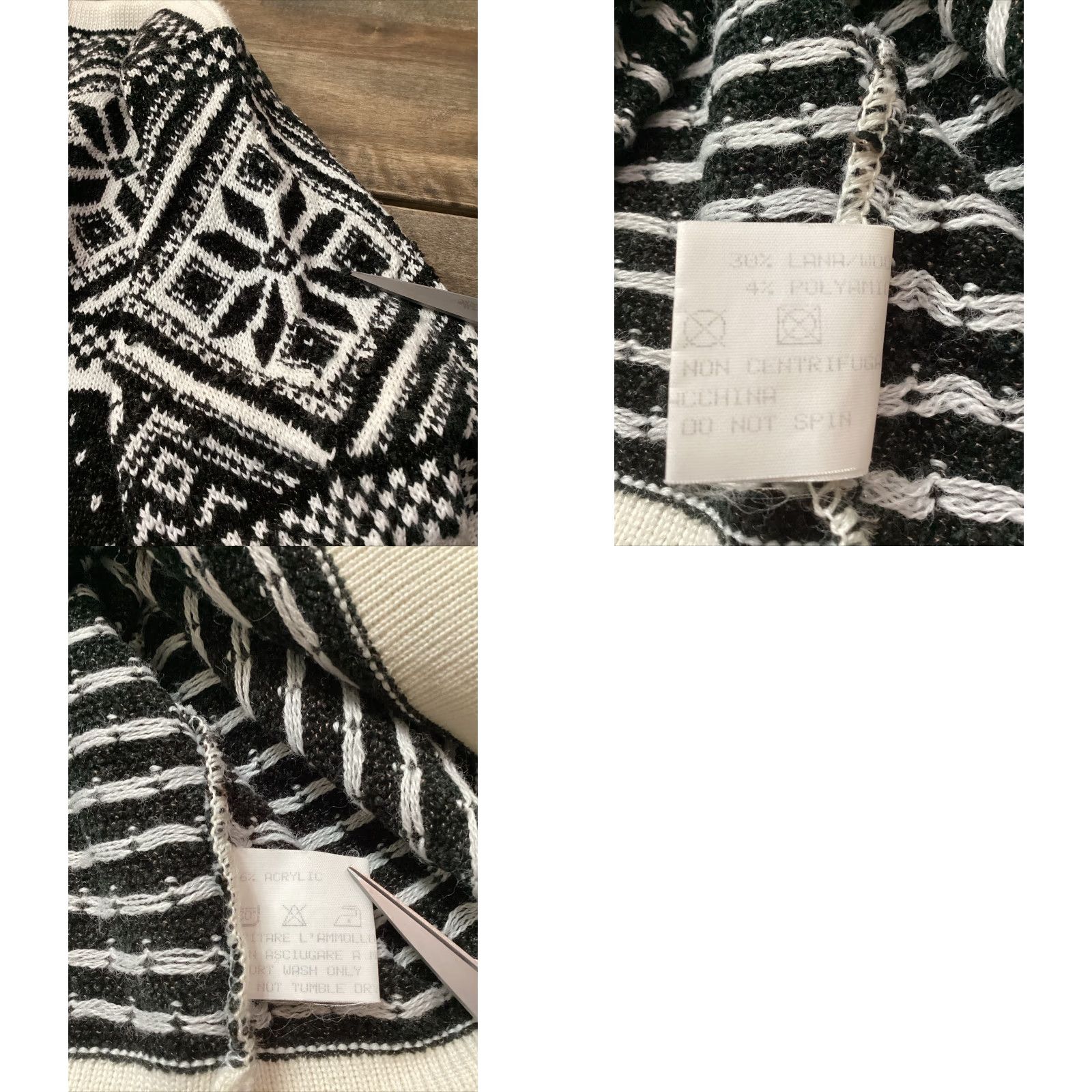 Vintage VINTAGE Silvy Winter Clothing Sweater Unisex Adults M Italy 46 Black Crew Neck Long Sleeve Nordic Wool Blend Pullover Size US M / EU 48-50 / 2 - 8 Thumbnail