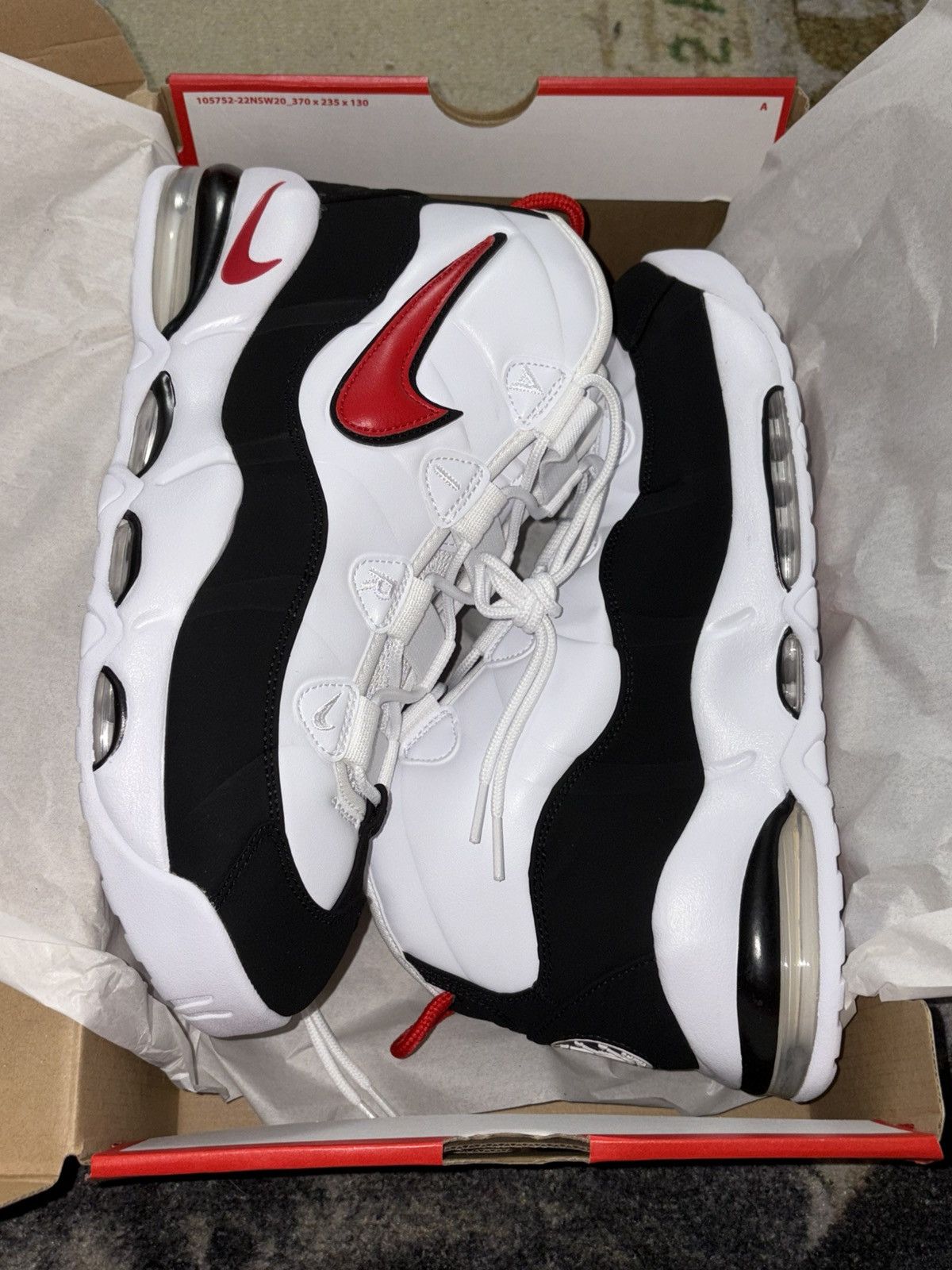 Nike Nike Air Max Uptempo 95 White Red Black Size US 11.5 / EU 44-45 - 2 Thumbnail