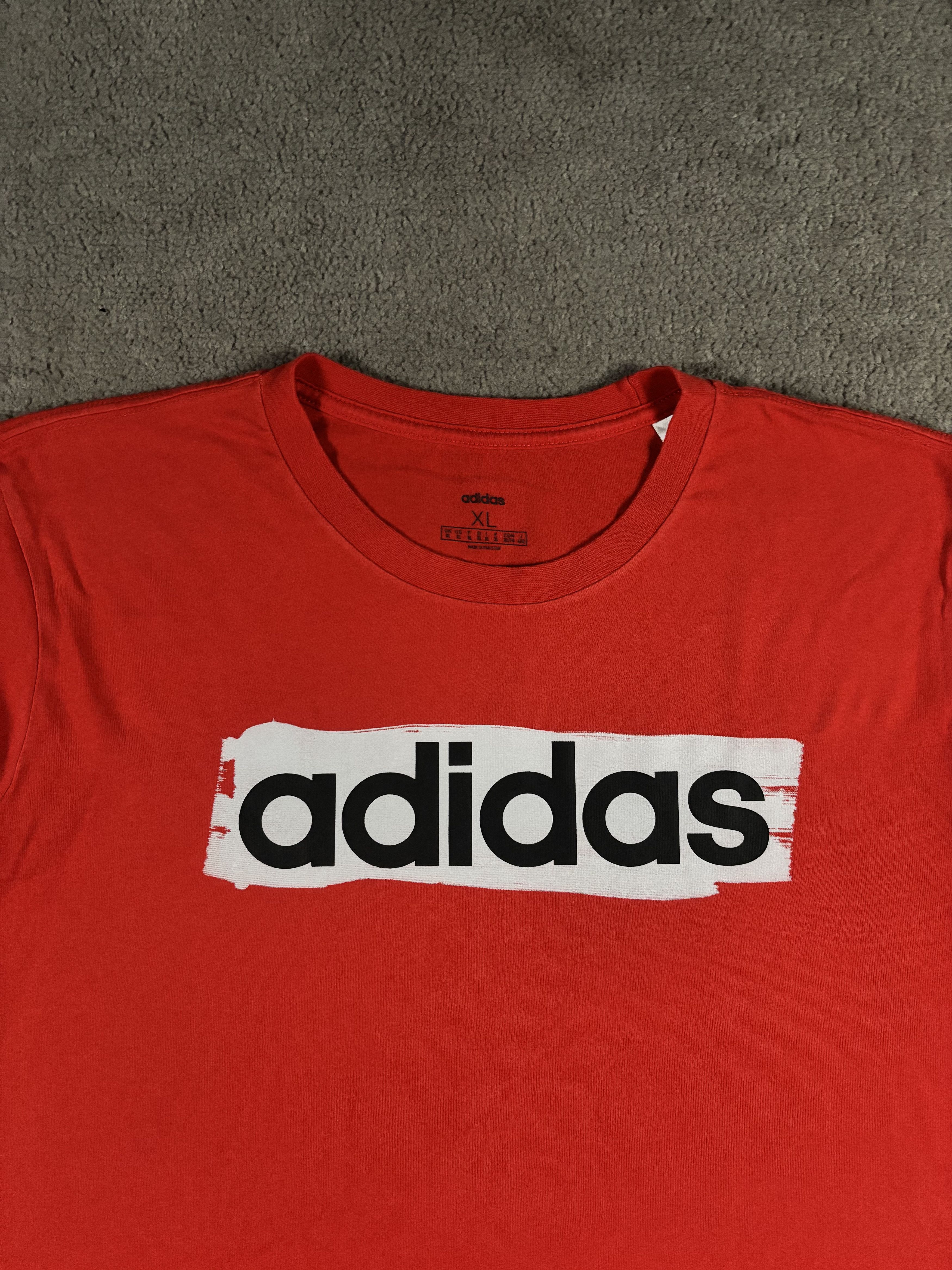 Adidas Adidas XL Red Basic Print Cotton T-shirt Size US XL / EU 56 / 4 - 2 Thumbnail