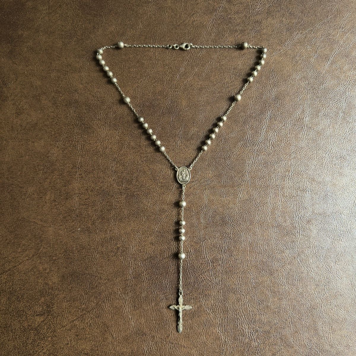 Dolce & Gabbana 925 Silver Cross Rosary Necklace Size ONE SIZE - 1 Thumbnail