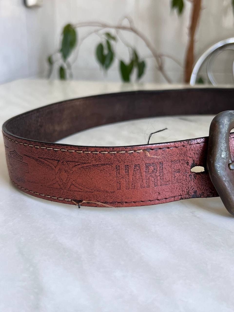 Vintage VINTAGE HARLEY DAVIDSON LEATHER BELT BROWN Size ONE SIZE - 12 Thumbnail