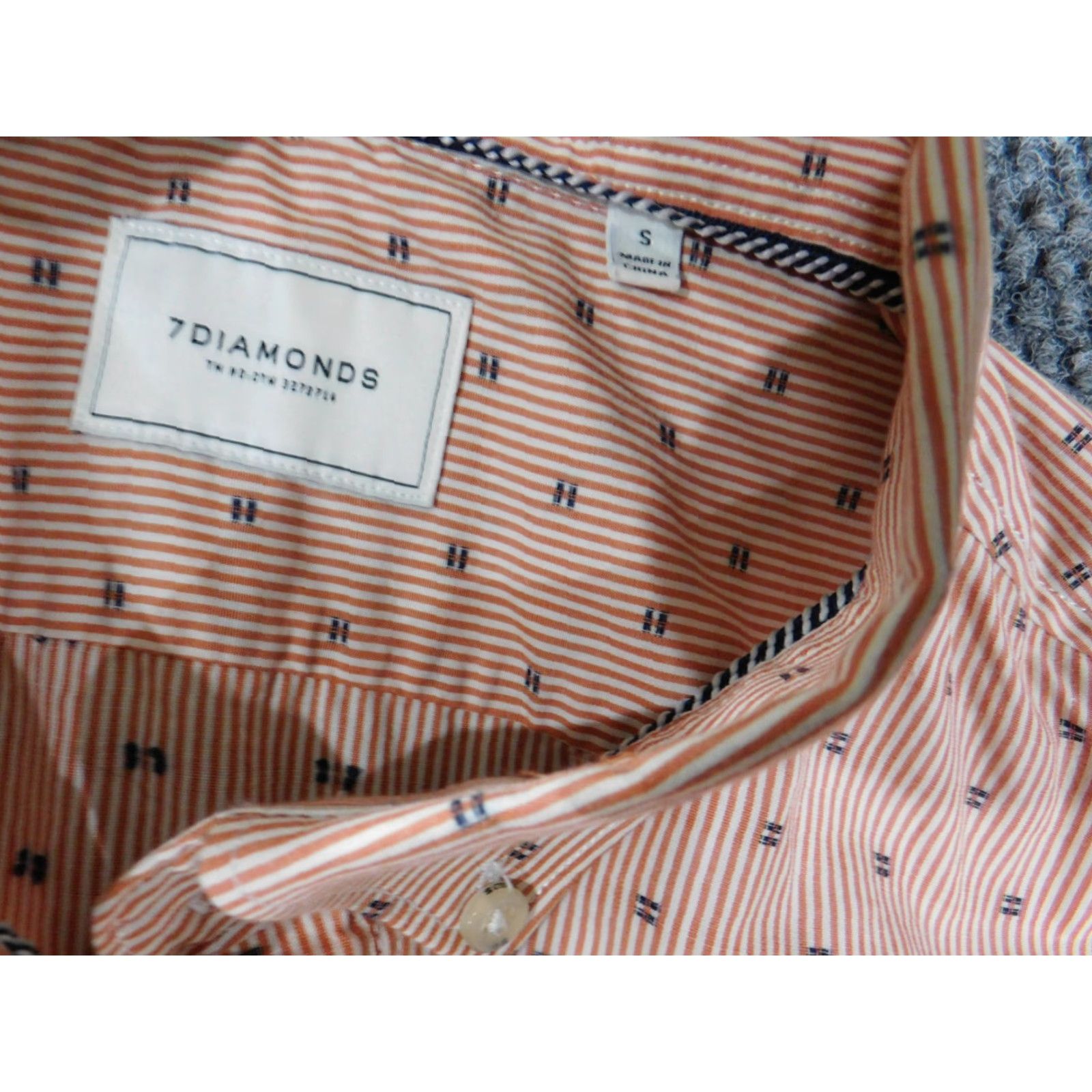 Vintage 7 diamonds Mens Shirt Small Orange Geometric Striped City Button Up Casual Size US S / EU 44-46 / 1 - 6 Thumbnail