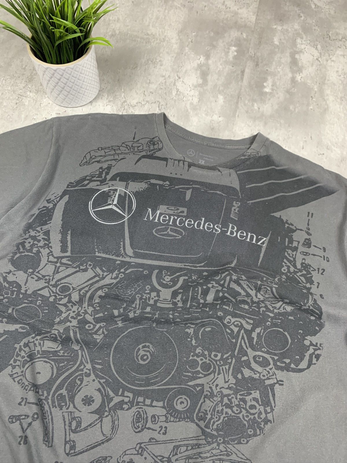 Mercedes-Benz × Vintage Mercedes Benz All Over Print Tshirt Grey Black Size US XXL / EU 58 / 5 - 3 Thumbnail