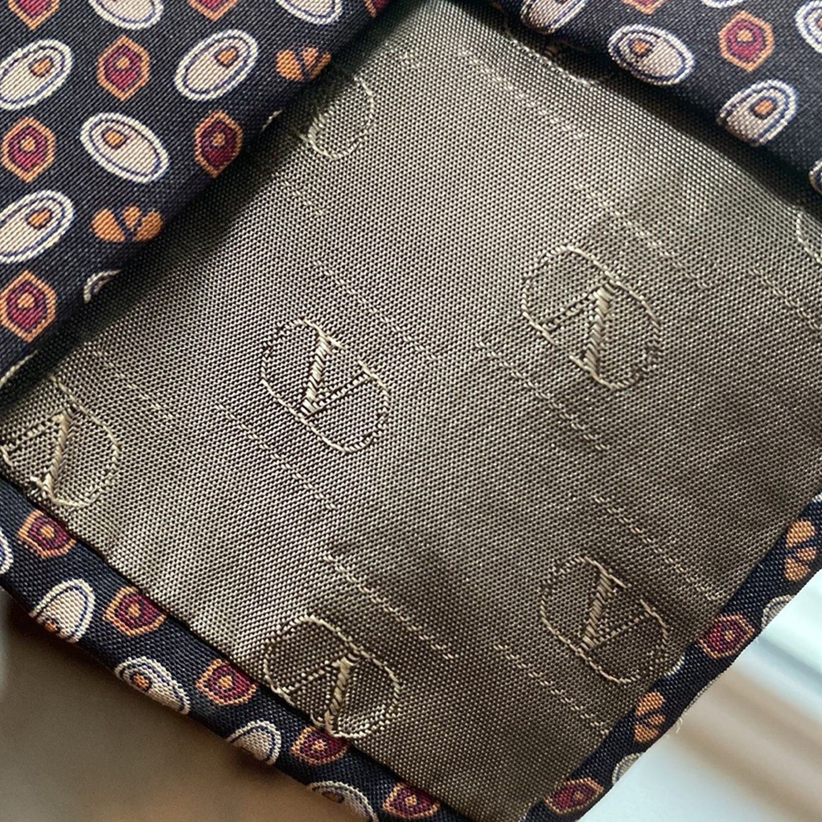 Valentino VALENTINO Men’s $220 100% Silk Designer Tie Black Brown Size ONE SIZE - 5 Thumbnail