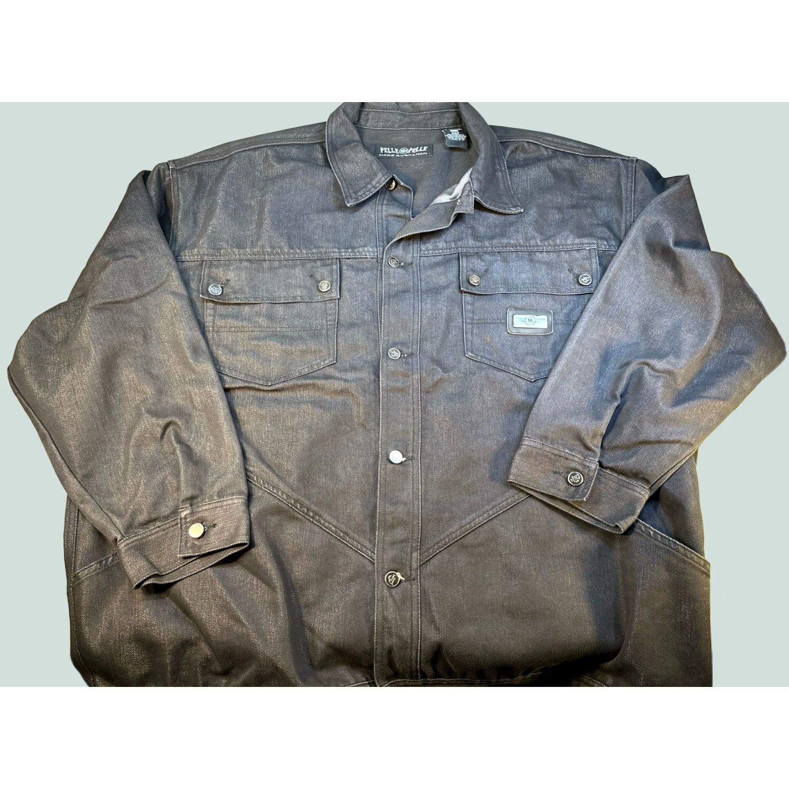 Pelle Pelle Pelle Pelle Marc Buchanan Jacket Bomber Twill Denim Black XXXL Hong Kong Street Men 3XL Marker Patch Logo Hardware Jacket Style Size US XXL / EU 58 / 5 - 1 Thumbnail