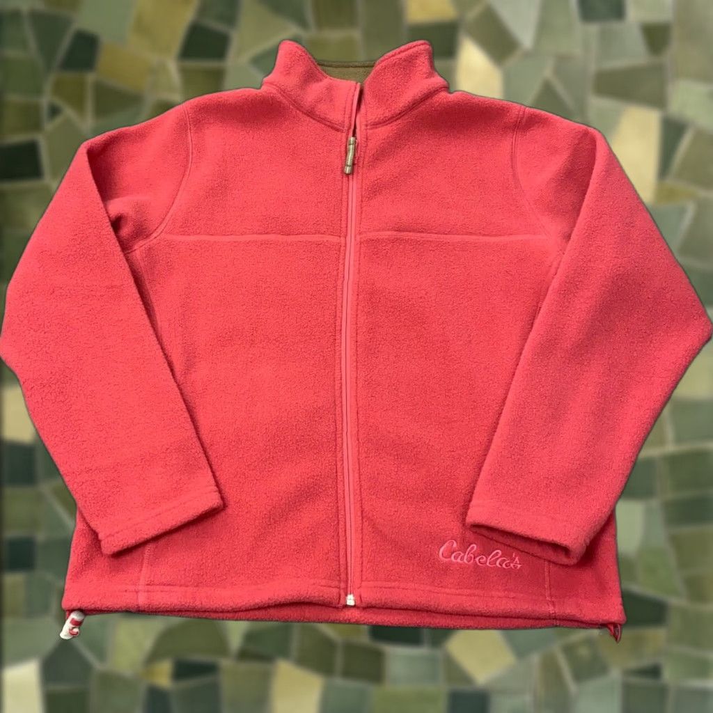 Vintage Cabela's Jacket Womens Large Red Fleece Full Zip Pockets Size L / US 10 / IT 46 - 1 Thumbnail