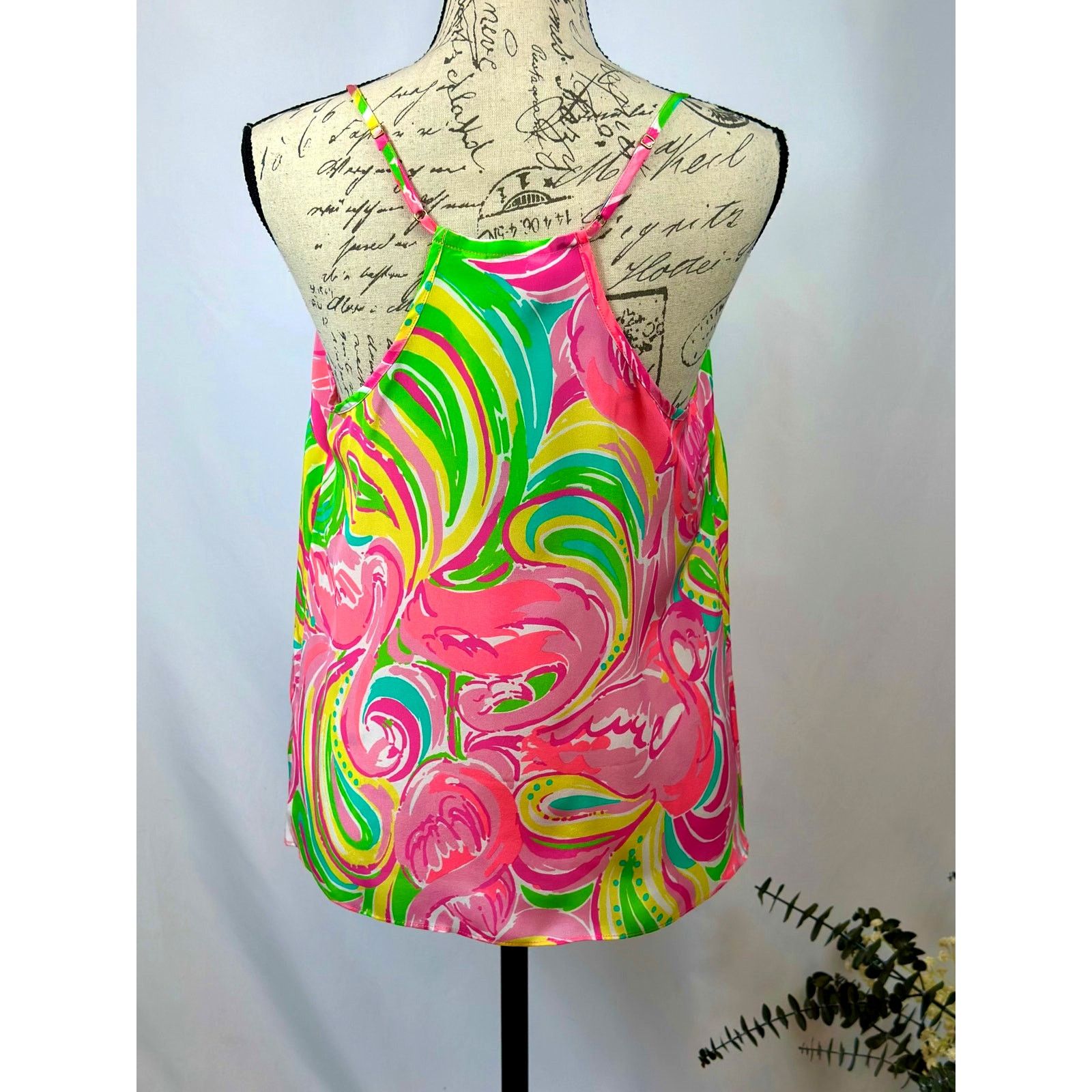Lilly Pulitzer Lilly Pulitzer Dusk Racer Back Cami 100% Silk Flamingo M Size M / US 6-8 / IT 42-44 - 15 Thumbnail
