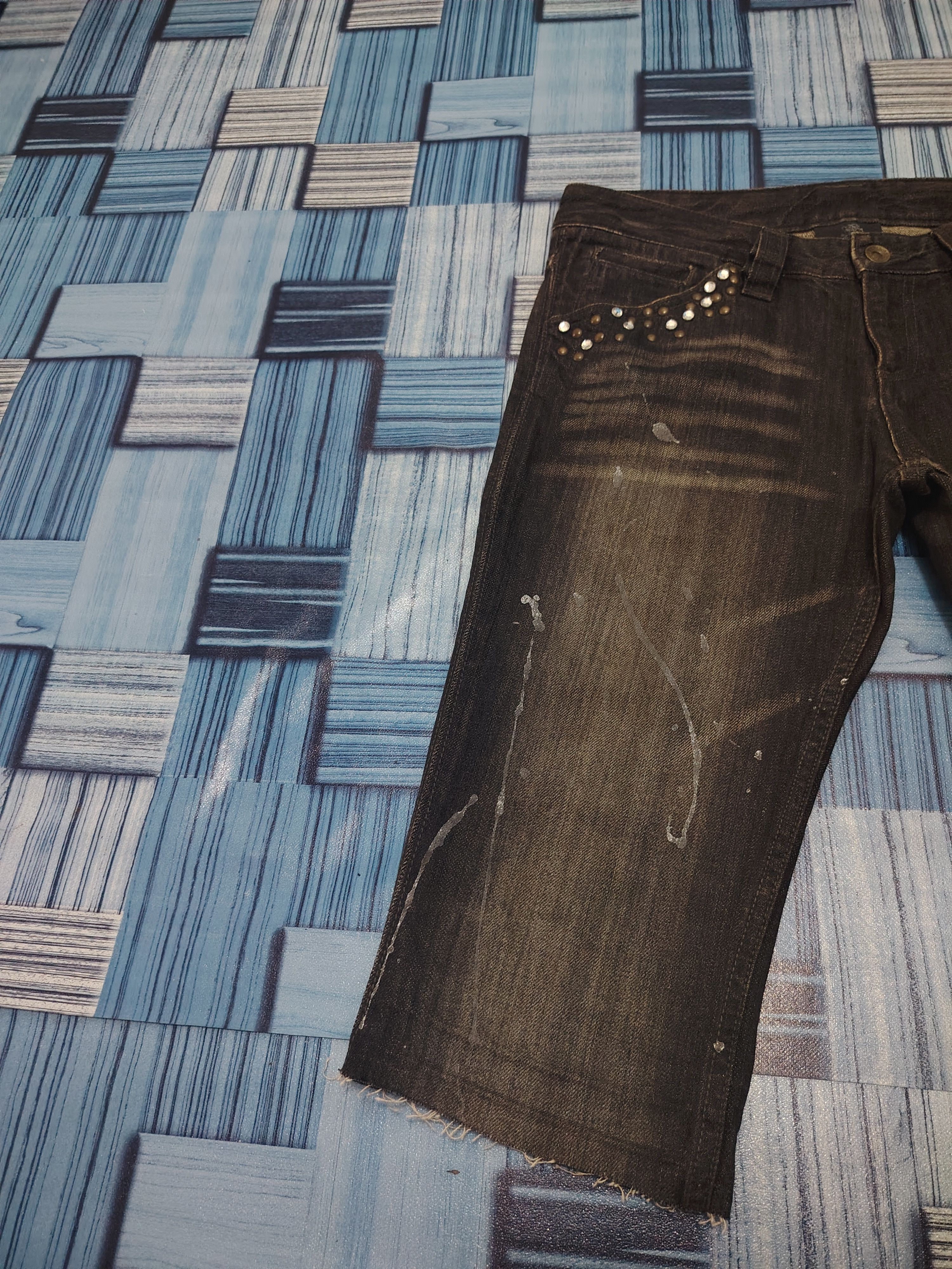 If Six Was Nine Rare!!! Japanese Semantic design Jeans Rhinenstone Pocket Size US 31 - 6 Thumbnail