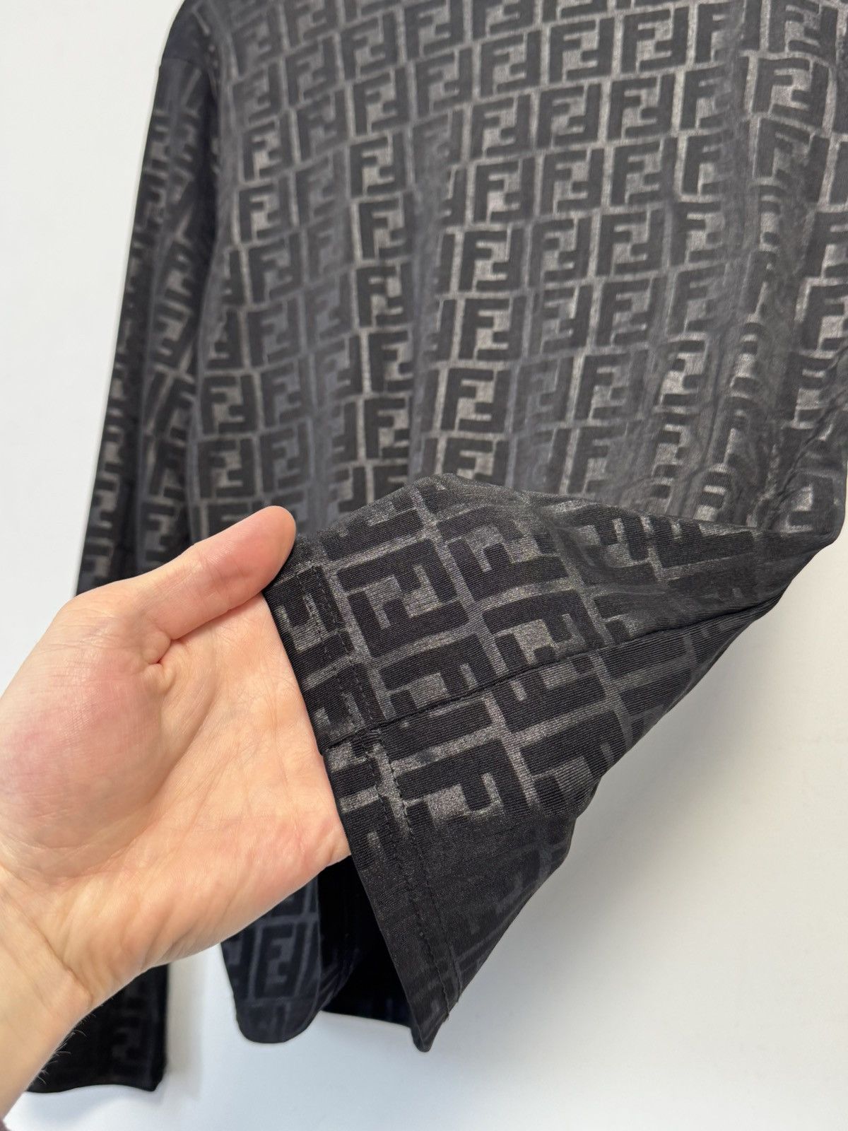 Fendi Fendi Zucca FF Monogram 100% Silk Long Sleeve Top Luxury Size M / US 6-8 / IT 42-44 - 9 Thumbnail