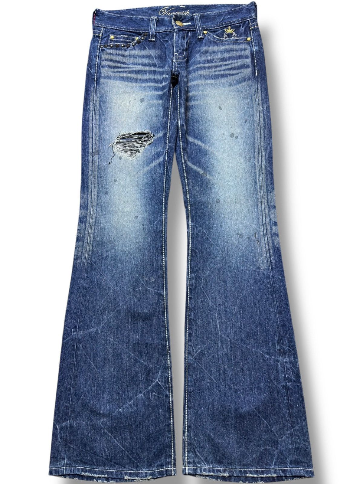 Vanquish Vintage Vanquish Flare Mudwash Studded Grunge Denim Size US 30 / EU 46 - 1 Thumbnail