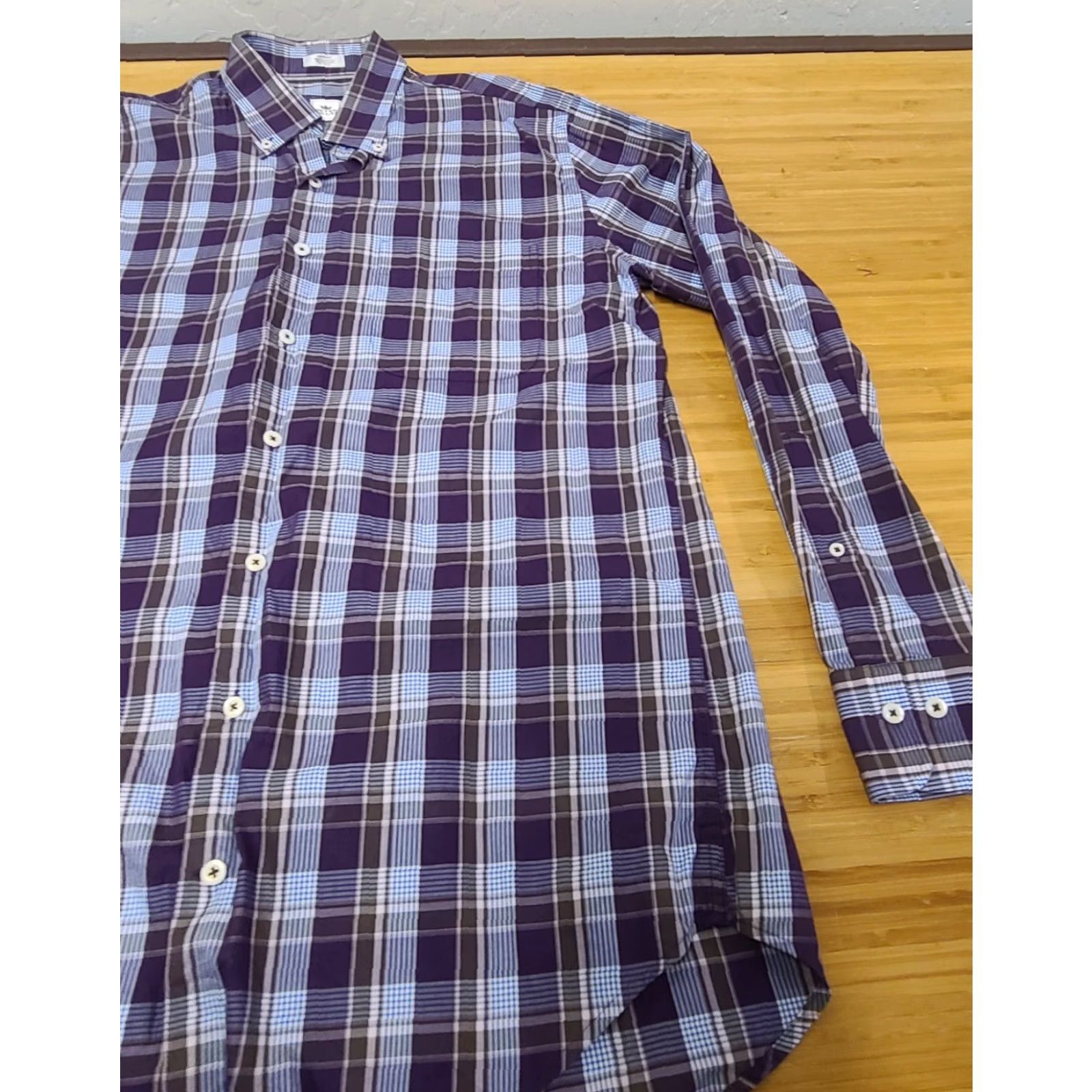 Peter Millar Peter Millar Shirt Mens Regular M Purple Blue Plaid Button-Down Collared Long Sleeve Casual Preppy Logo Pocket Size US M / EU 48-50 / 2 - 2 Thumbnail