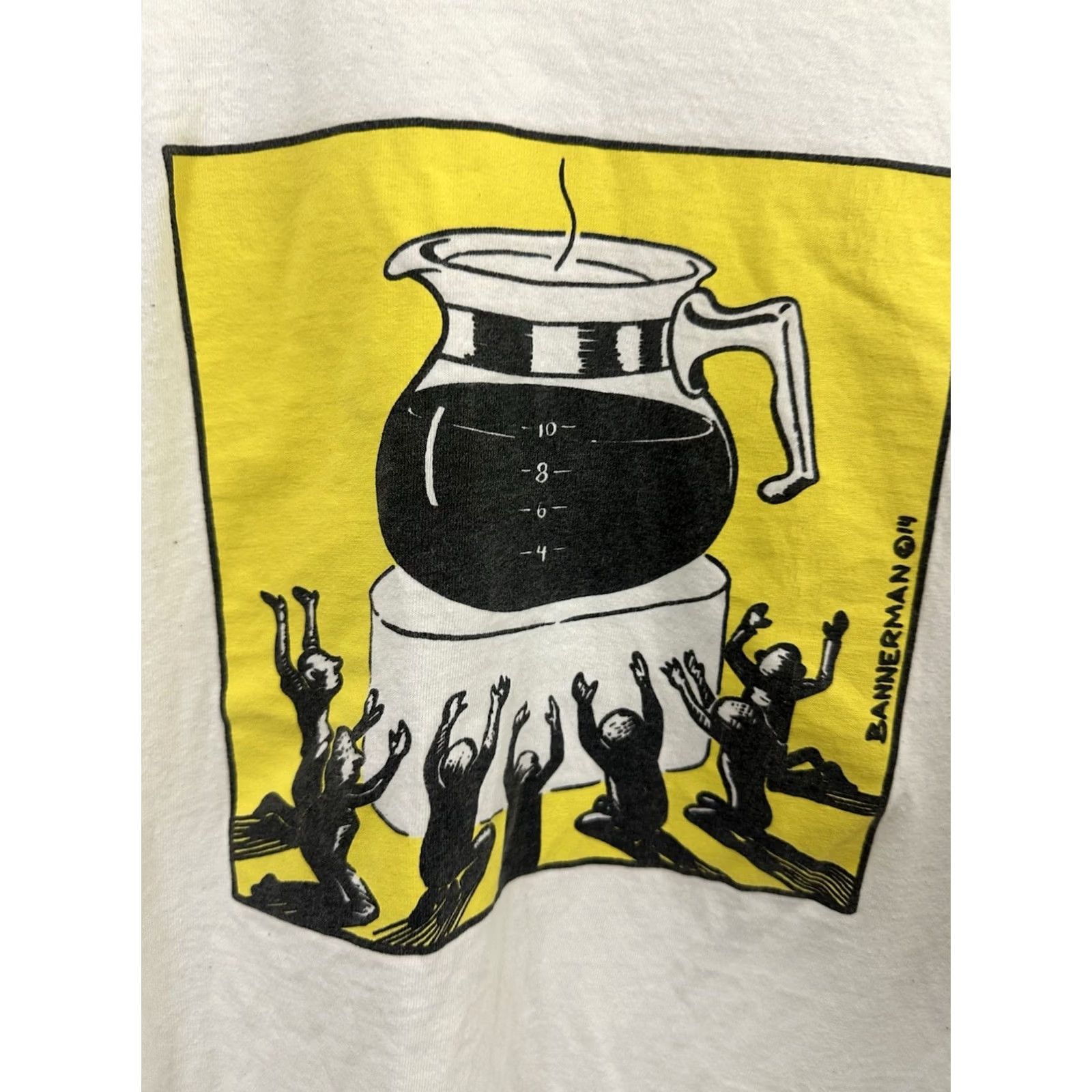 Vintage VTG Coffee Carafe Drip Worship Drug Beans Addicts Cult Morning Art T-Shirt L Mens White Cotton Size US L / EU 52-54 / 3 - 4 Thumbnail