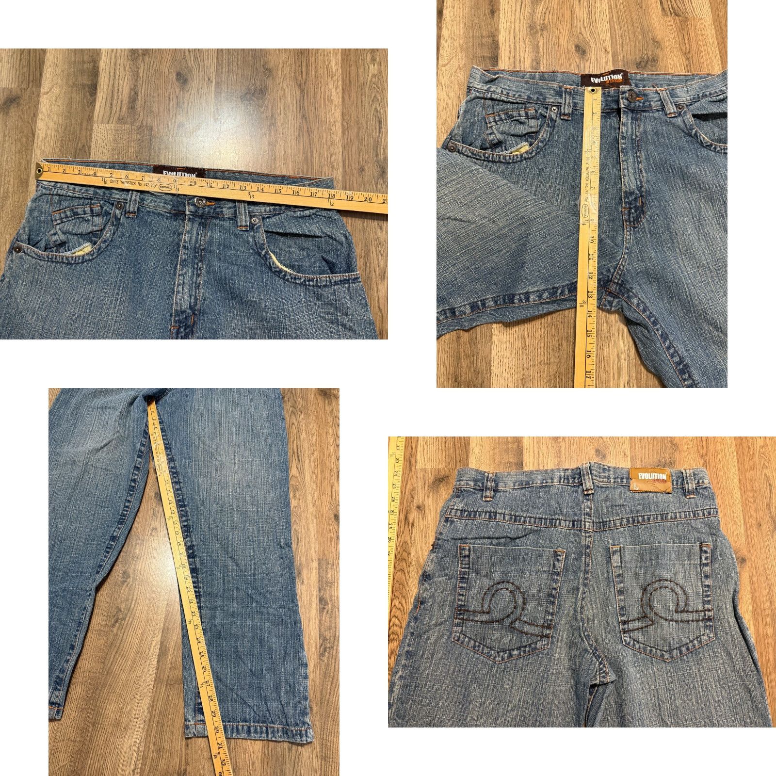 Vintage Evolution Jeans Men's 32x32 Blue Denim Straight Leg 5-Pocket Size US 32 / EU 48 - 8 Thumbnail