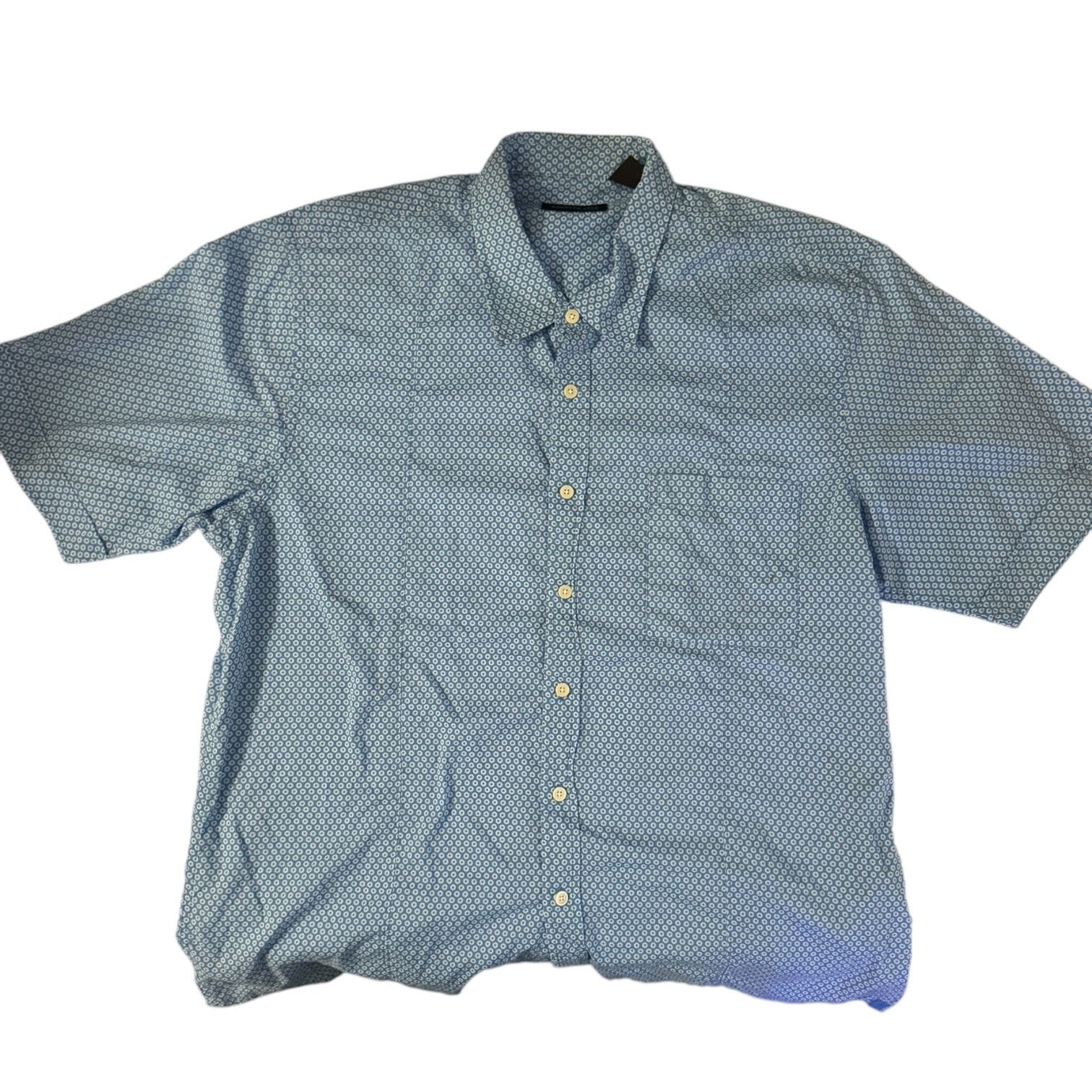 Kenneth Cole Kenneth Cole Casual Collar Shirt Blue with White Rings XXL Size US XXL / EU 58 / 5 - 1 Thumbnail