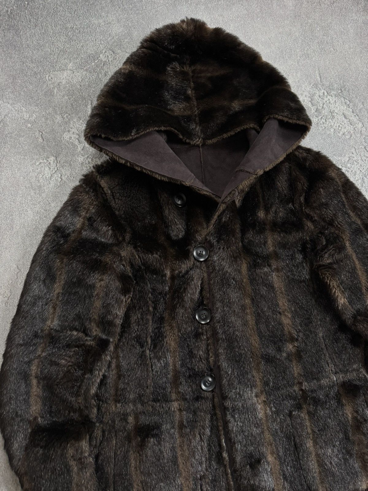 Armani Armani Jeans EU44/US8 brown Faux Fur coat hooded jacket 90s Size M / US 6-8 / IT 42-44 - 3 Thumbnail
