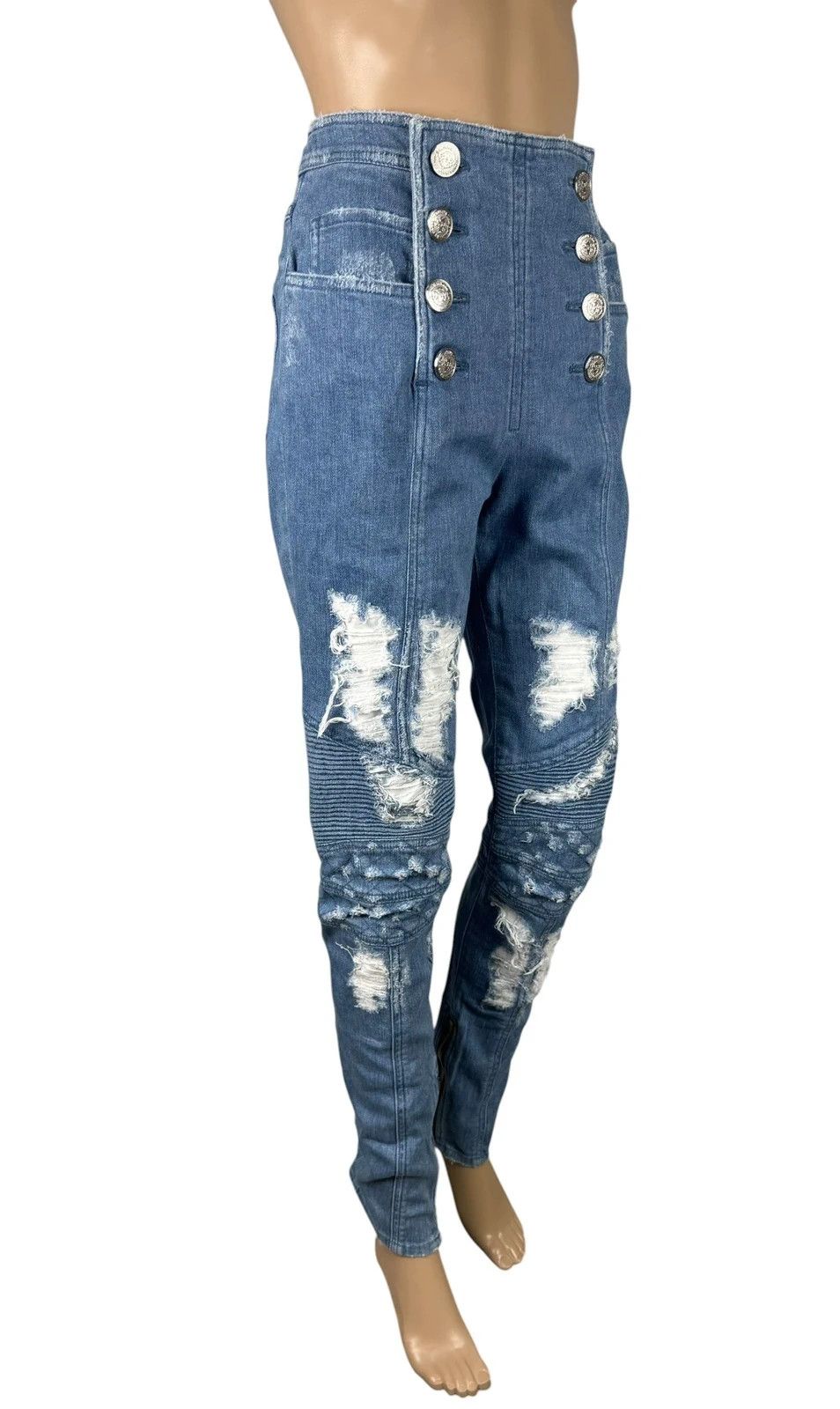 Balmain Balmain Moyen Jeans Distressed Retro High Rise size 40 Size 28" / US 6 / IT 42 - 3 Thumbnail