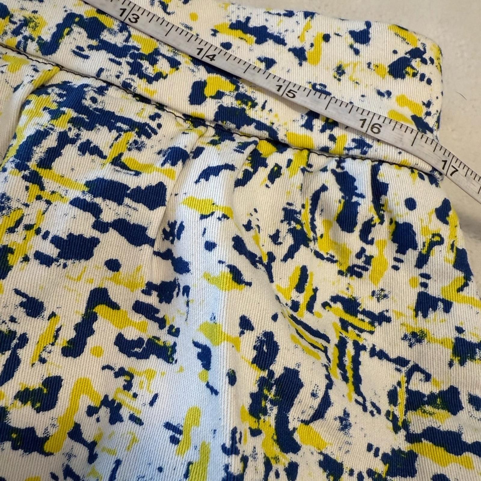 Maison Margiela Mark. retro full mini skirt abstract blue yellow SZ XXL Size 42" / US 20 - 7 Thumbnail