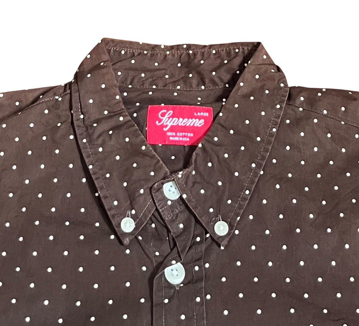 Supreme Vintage supreme brown polkadot button down shirt Size US L / EU 52-54 / 3 - 3 Thumbnail