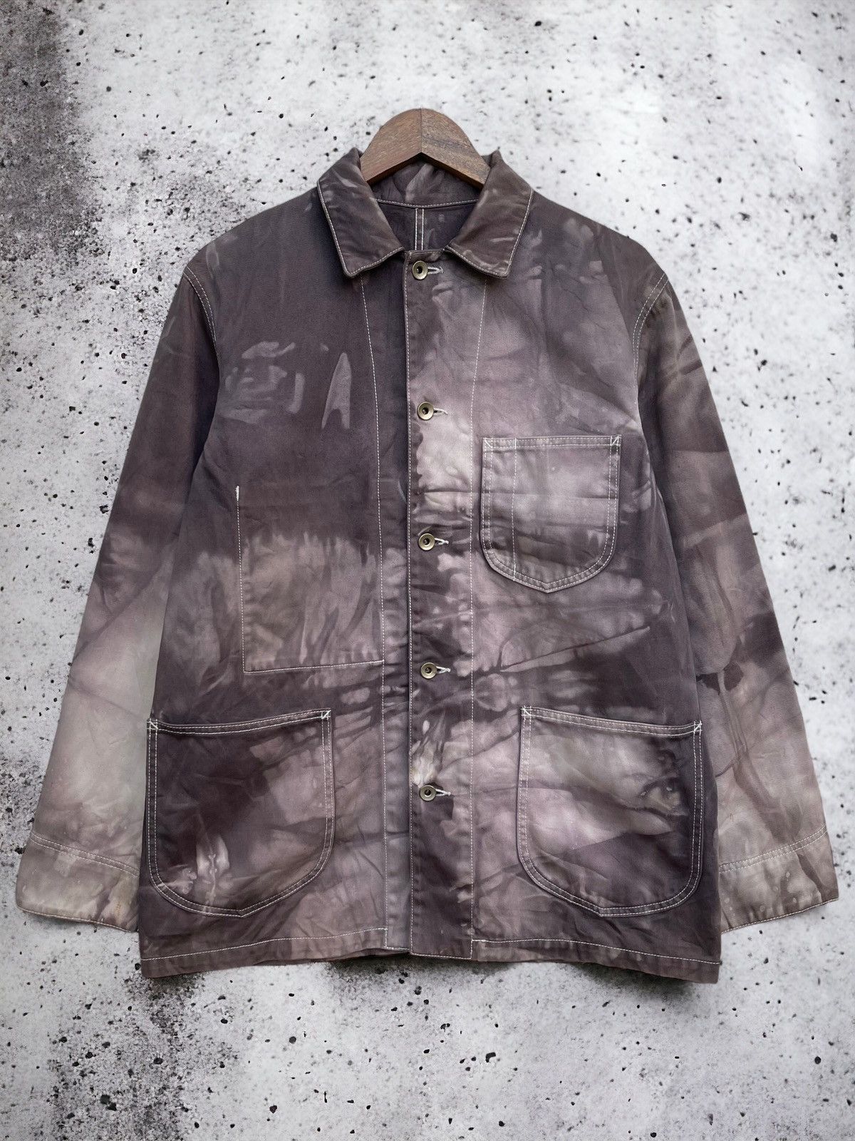 image of Vintage Ships Japan Acid Wash Cotton Chore Jacket in Brown, Men's (Size Large)