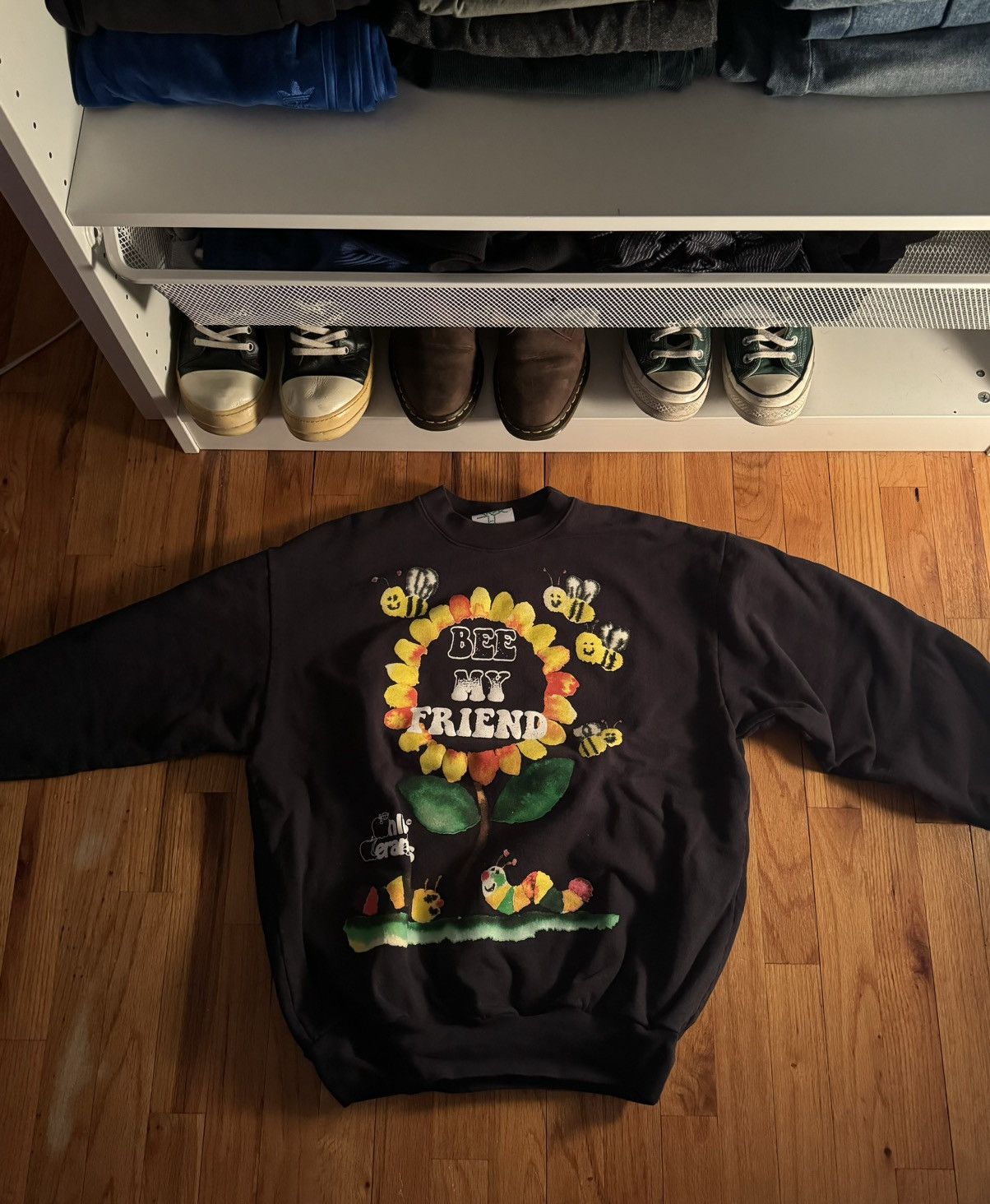 image of Online Ceramics “Bee My Friend” Crewneck Sweatshirt in Black, Men's (Size Medium)