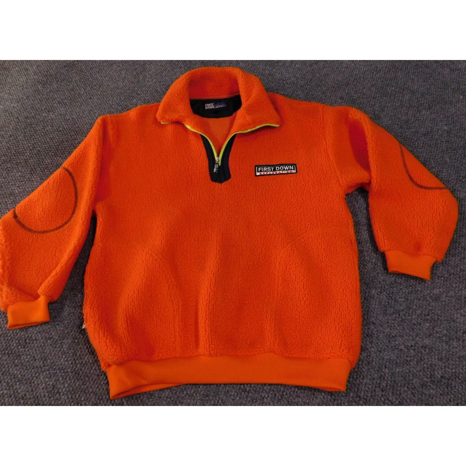 Vintage VINTAGE First Down Pullover Mens Large Orange Fleece Sherpa Sweater Outdoor Warm Retro Size US L / EU 52-54 / 3 - 5 Thumbnail