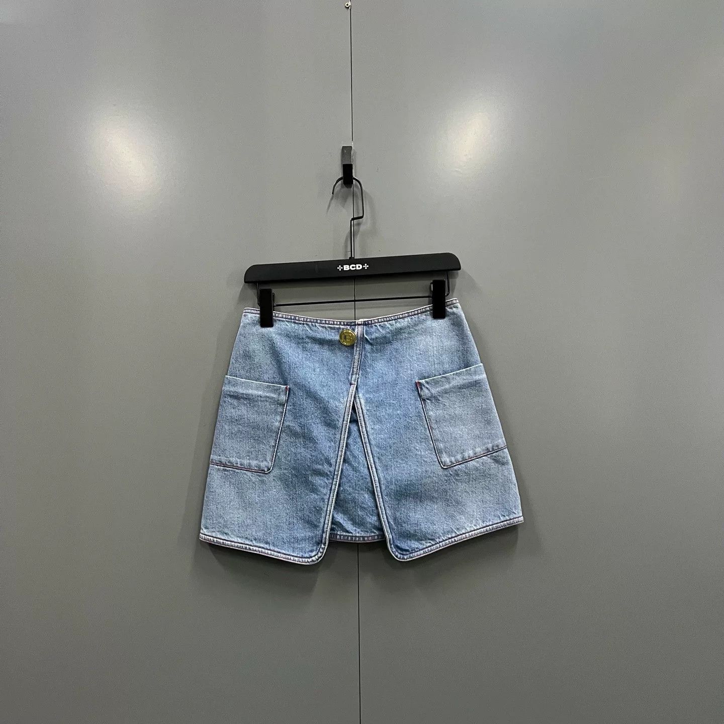 Balmain balmain blue denim mini skirt size 34 Size 34" / US 12 / IT 48 - 1 Thumbnail