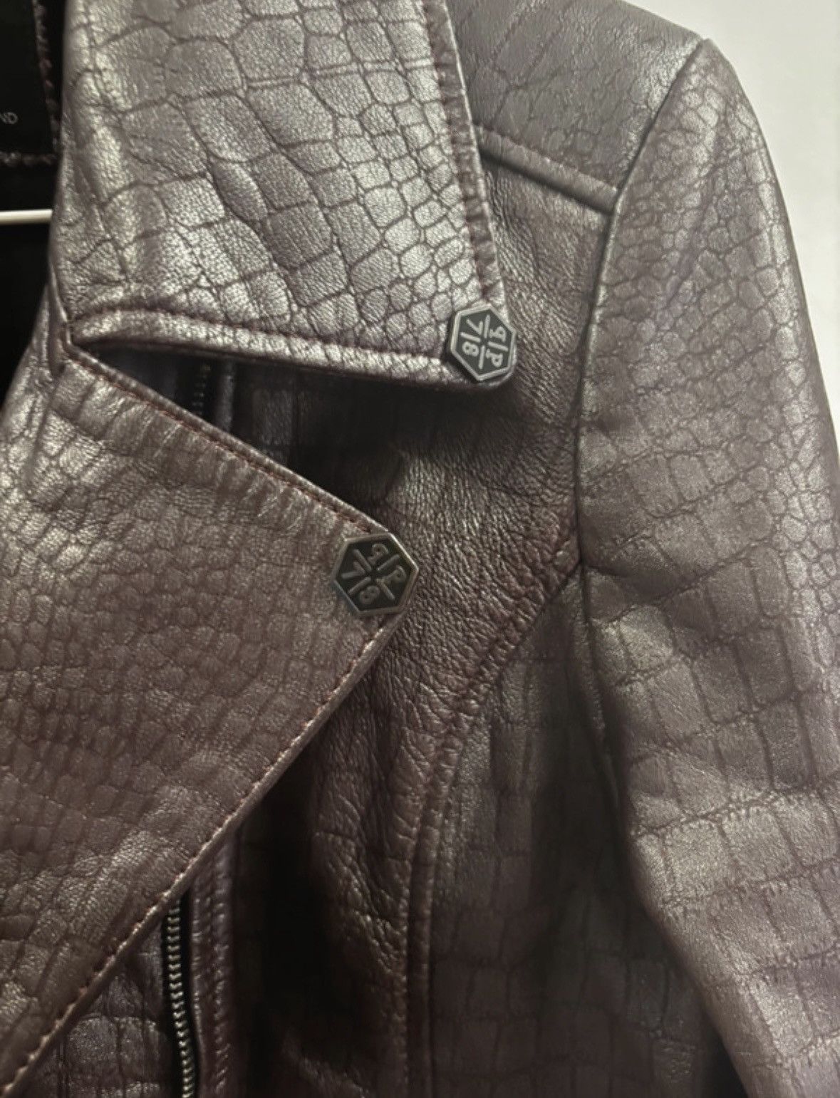 Philipp Plein Philipp Plein crocodile-embossed leather moto jacket Size XL / US 12-14 / IT 48-50 - 3 Thumbnail