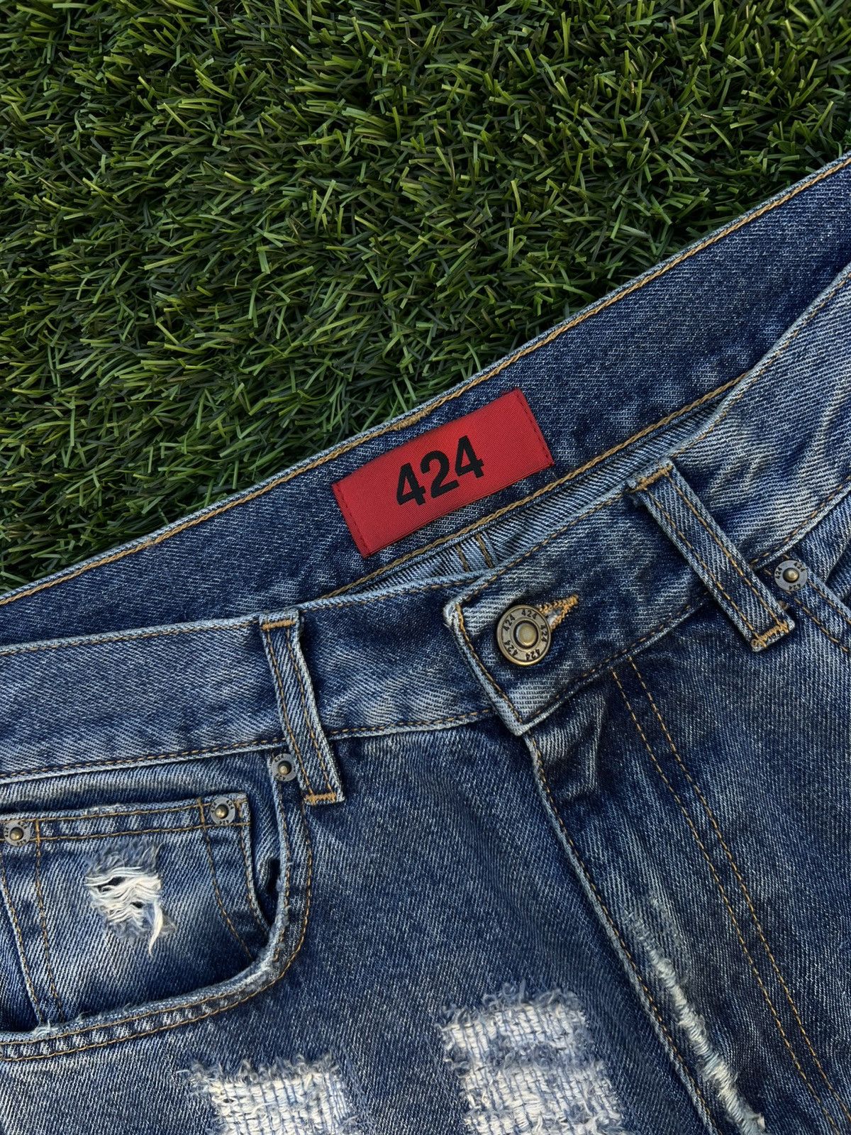 424 Big daddy ripped denim Size US 31 - 6 Thumbnail