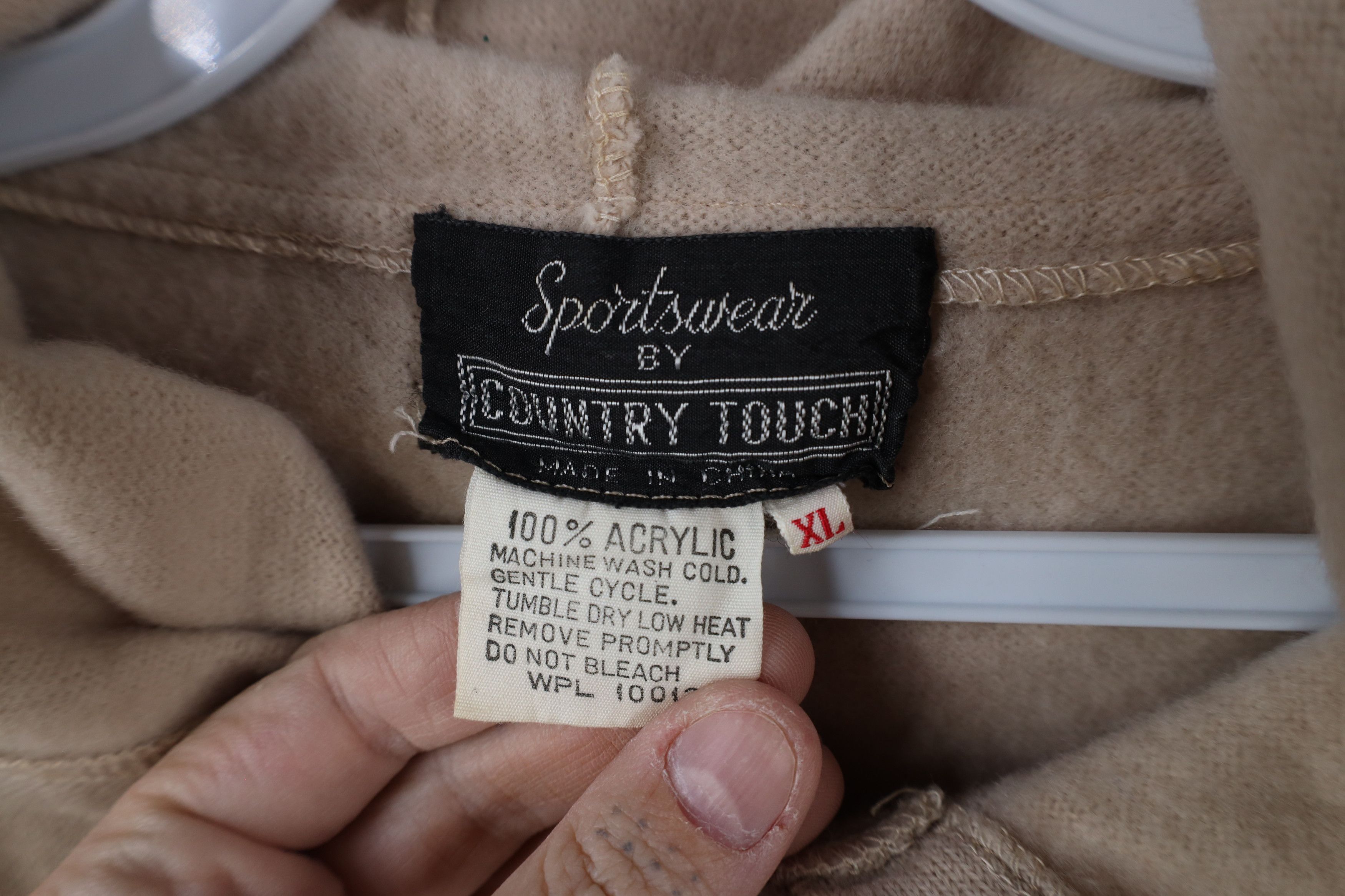 Vintage Vintage 70s Streetwear Henley Pullover Hoodie Sweater Beige Size US XL / EU 56 / 4 - 8 Thumbnail