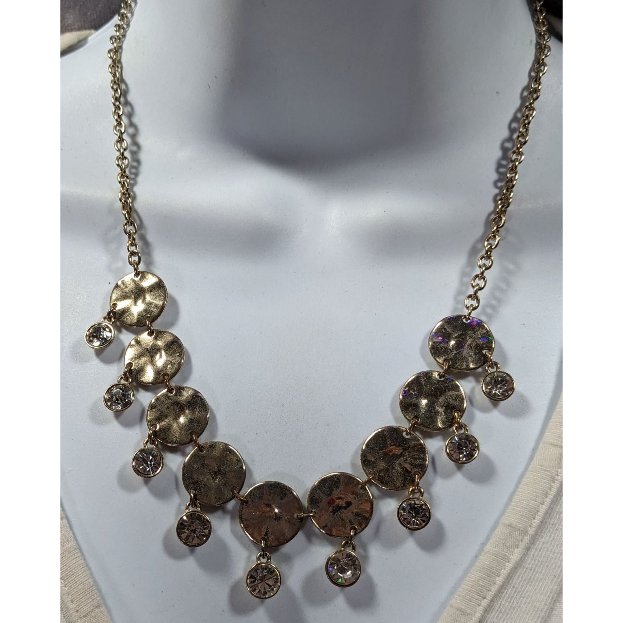 Other Brutalist Glam Gold Tone Charm Rhinestone Necklace Size ONE SIZE - 4 Thumbnail