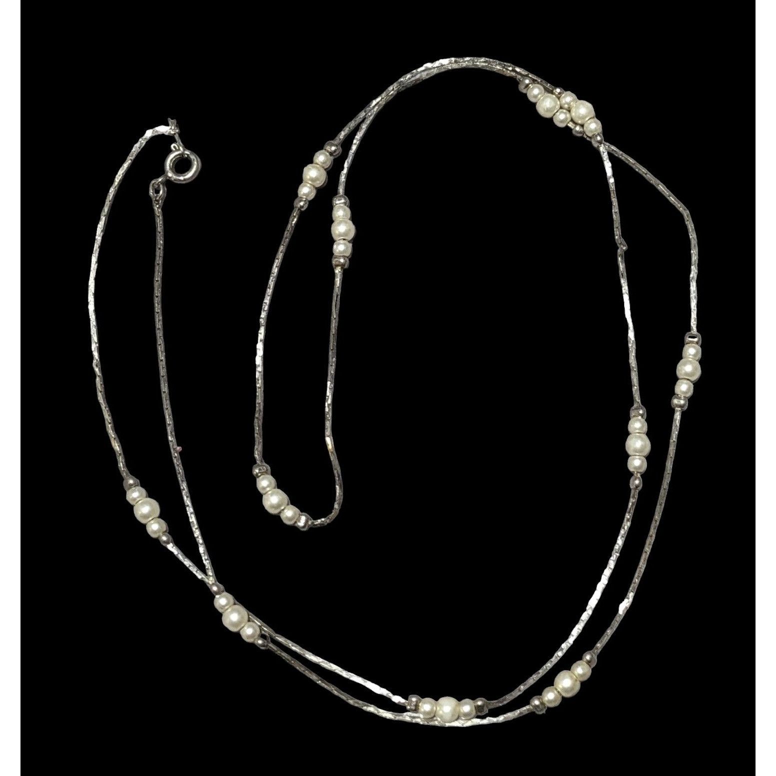 Other Vintage Silver Minimalist Faux Pearl Necklace Size ONE SIZE - 1 Thumbnail